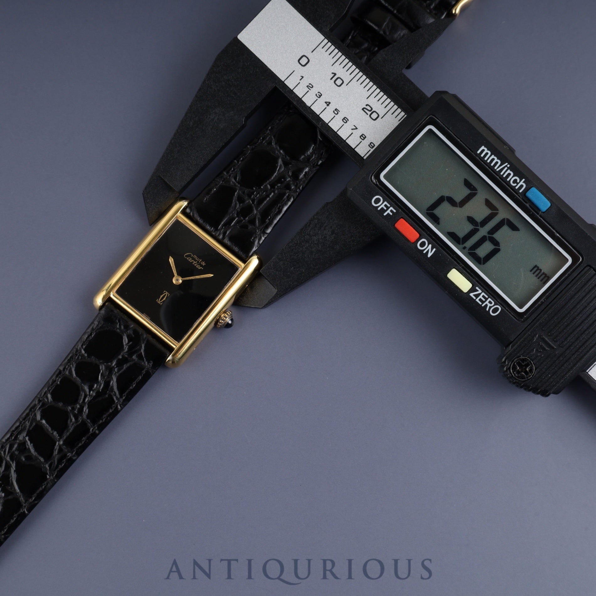 カルティエ マストタンク LM 手巻き Cal.78-1 SV925 革 純正尾錠(GP) オニキス文字盤 オーバーホール済み 新品仕上げ済み