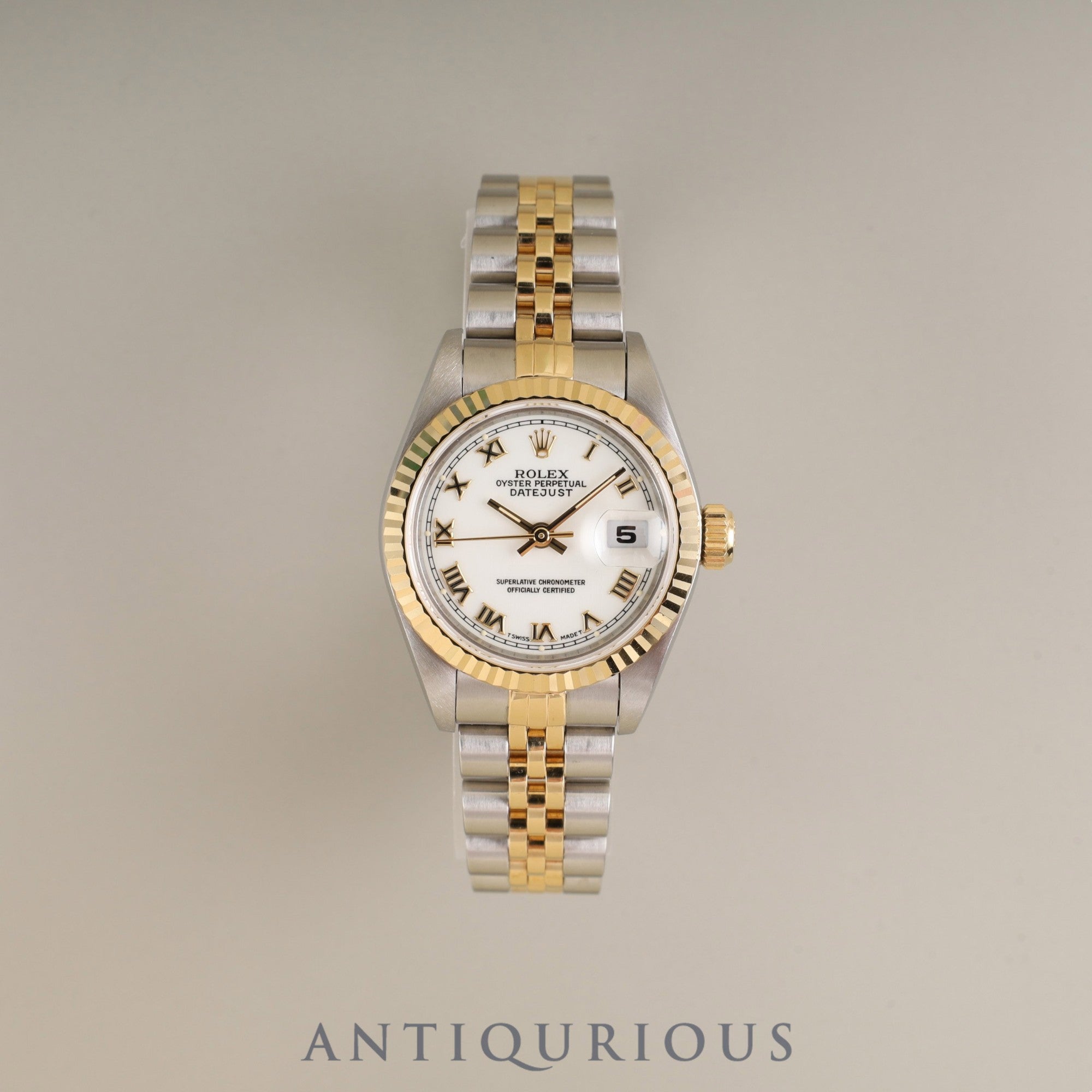 Rolex Lady-Datejust 69173 Automatic Caliber 2135 Stainless Steel/Yellow Gold White Shantung Dial W Serial Number (1994-1995) 1 Link Tag Overhauled