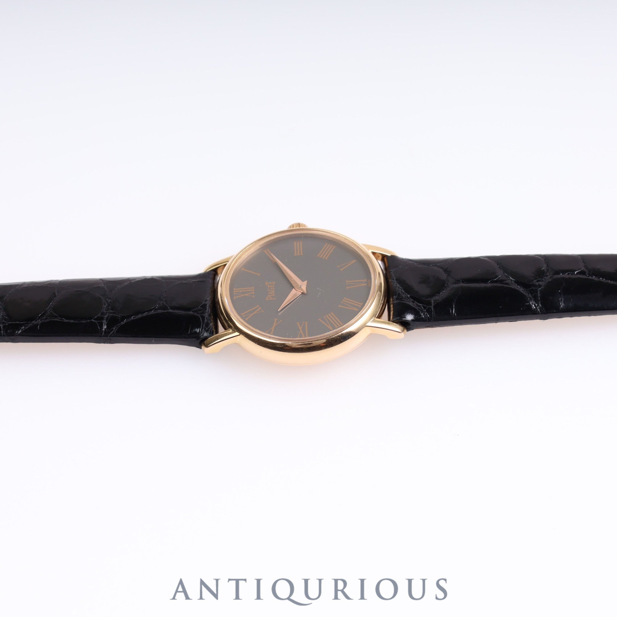 ピアジェ ラウンド 80005 クォーツ PG 革 純正尾錠(750)グレー文字盤 24.5mm