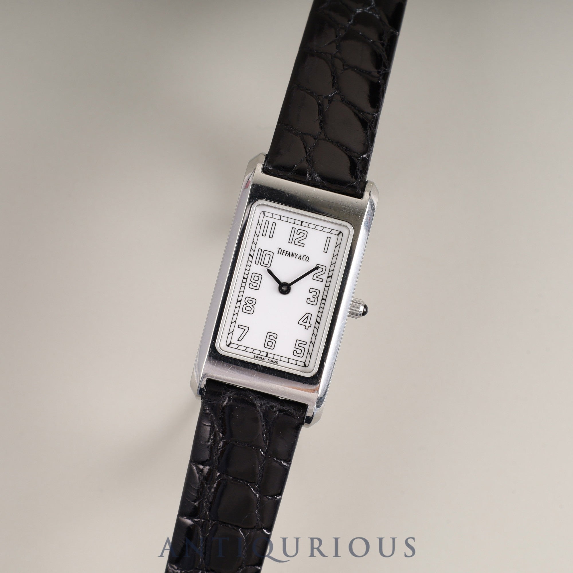 ティファニー クラシックスクエア レクタンギュラー クォーツ Cal.901.001 SS 革 純正尾錠(SS) ホワイトアラビア文字盤 オーバーホール済み