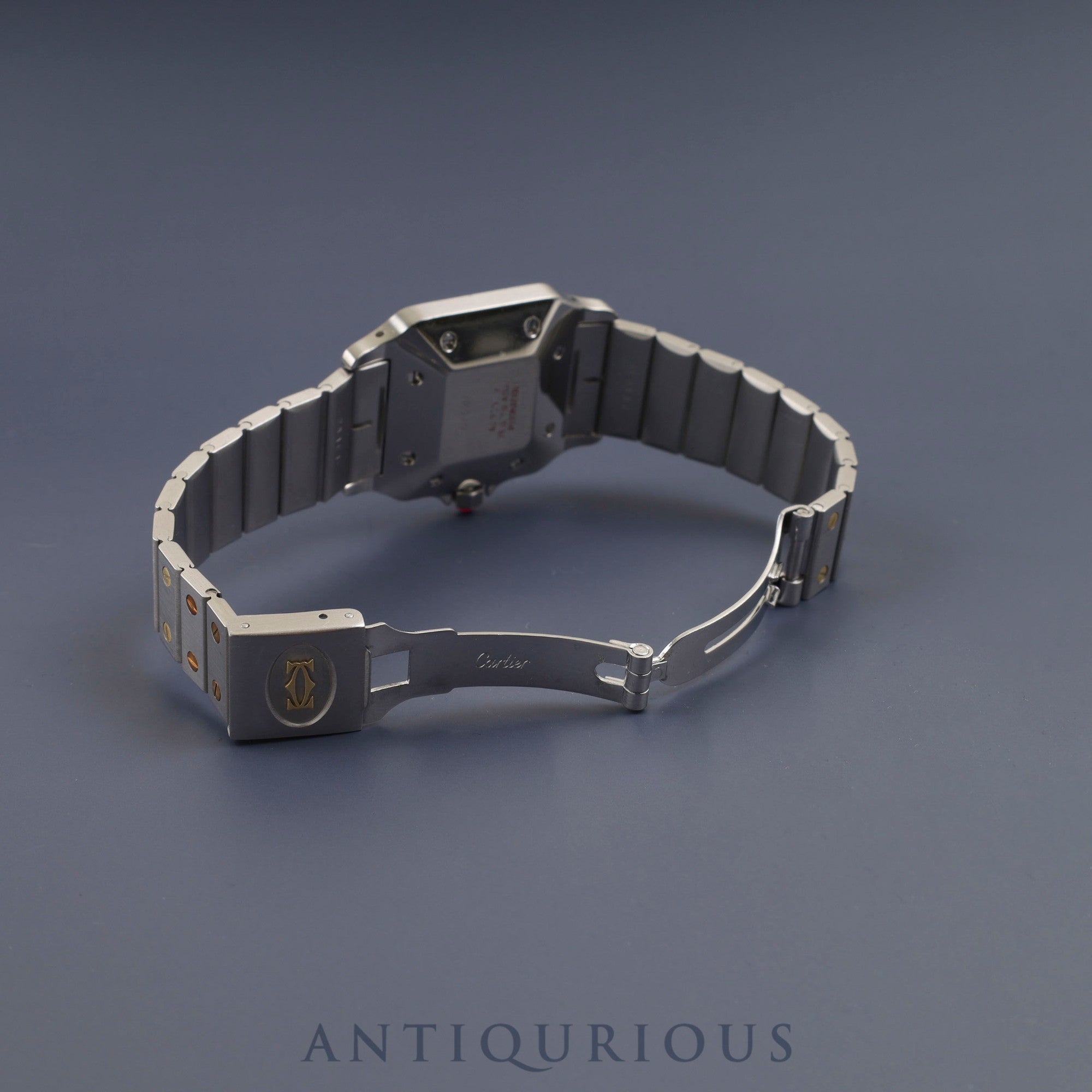 Cartier Santos Galbee LM 2961 Automatic, Stainless Steel/Yellow Gold, Garnet Dial, Bordeaux Dial, Completely Serviced (Full Maintenance) at a Cartier Boutique