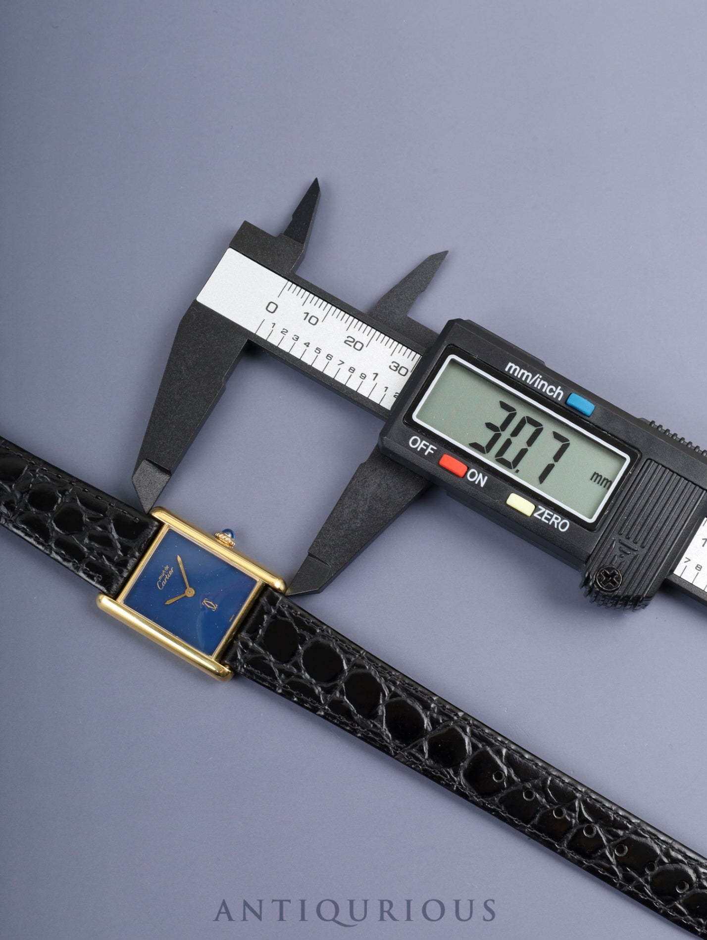 カルティエ マストタンク LM 手巻き Cal.78-1 SV925 革 純正尾錠(GP) ラピスラズリ文字盤(SWISS表記) オーバーホール済み 新品仕上げ済み