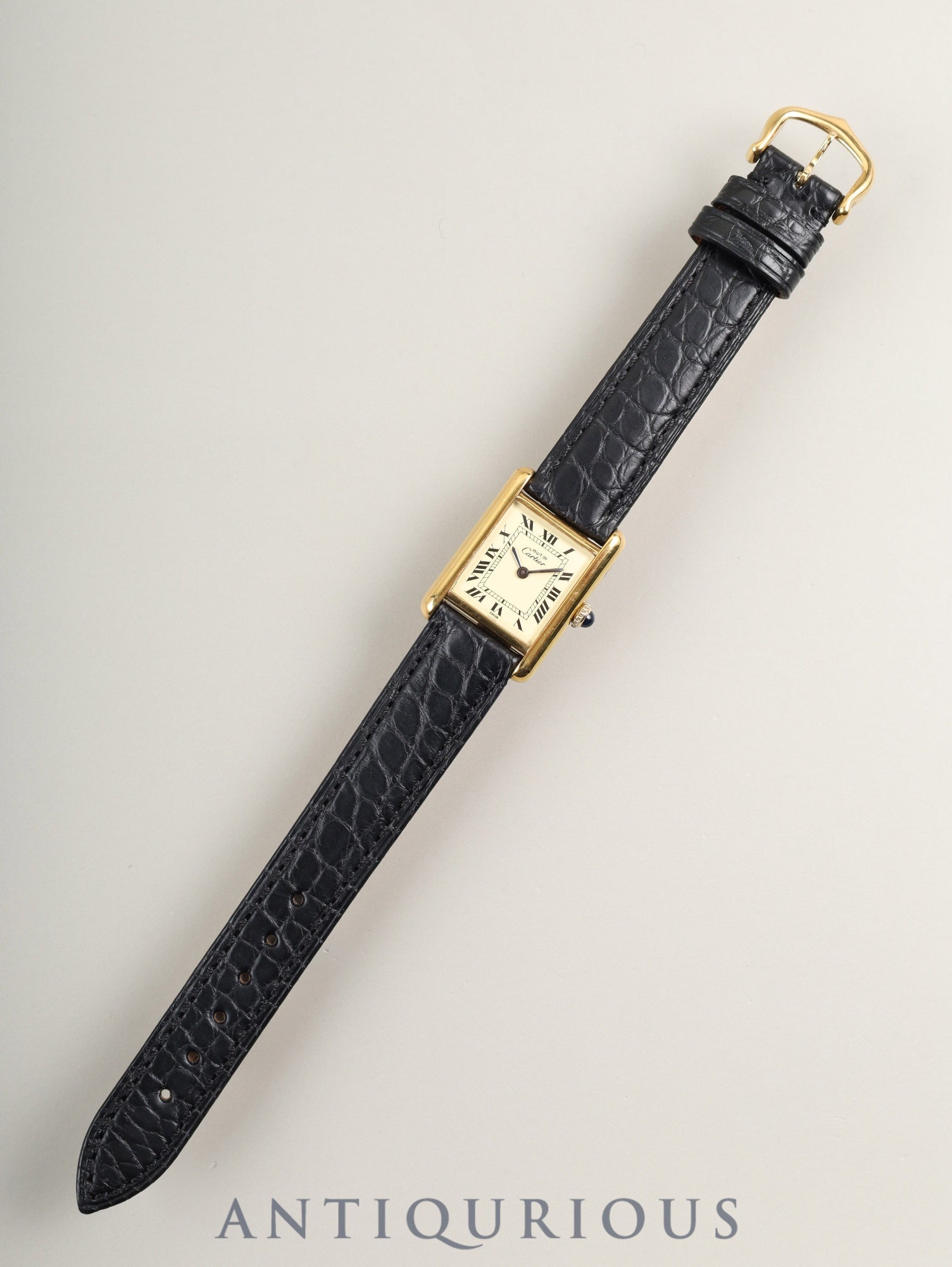 カルティエ マストタンク SM 手巻き Cal.ETA2512 SV925 革 純正尾錠(GP)アイボリーローマン文字盤(SWISS表記)オーバーホール済み