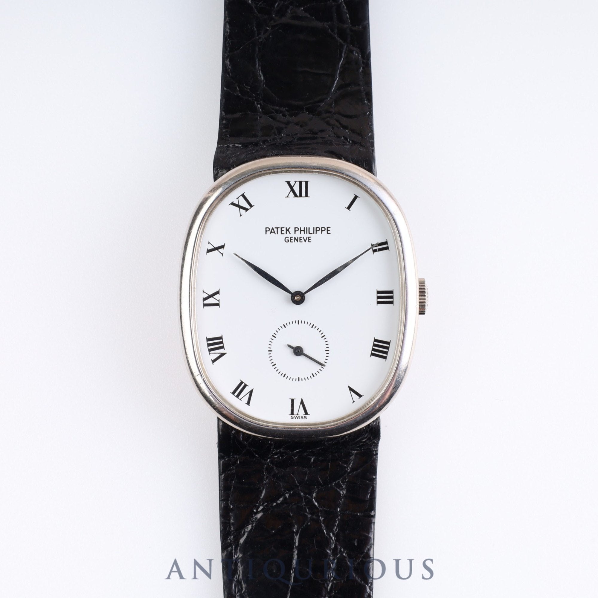 Patek Philippe Golden Ellipse 3948 Manual Winding Cal.215 WG Leather White Dial 1980s