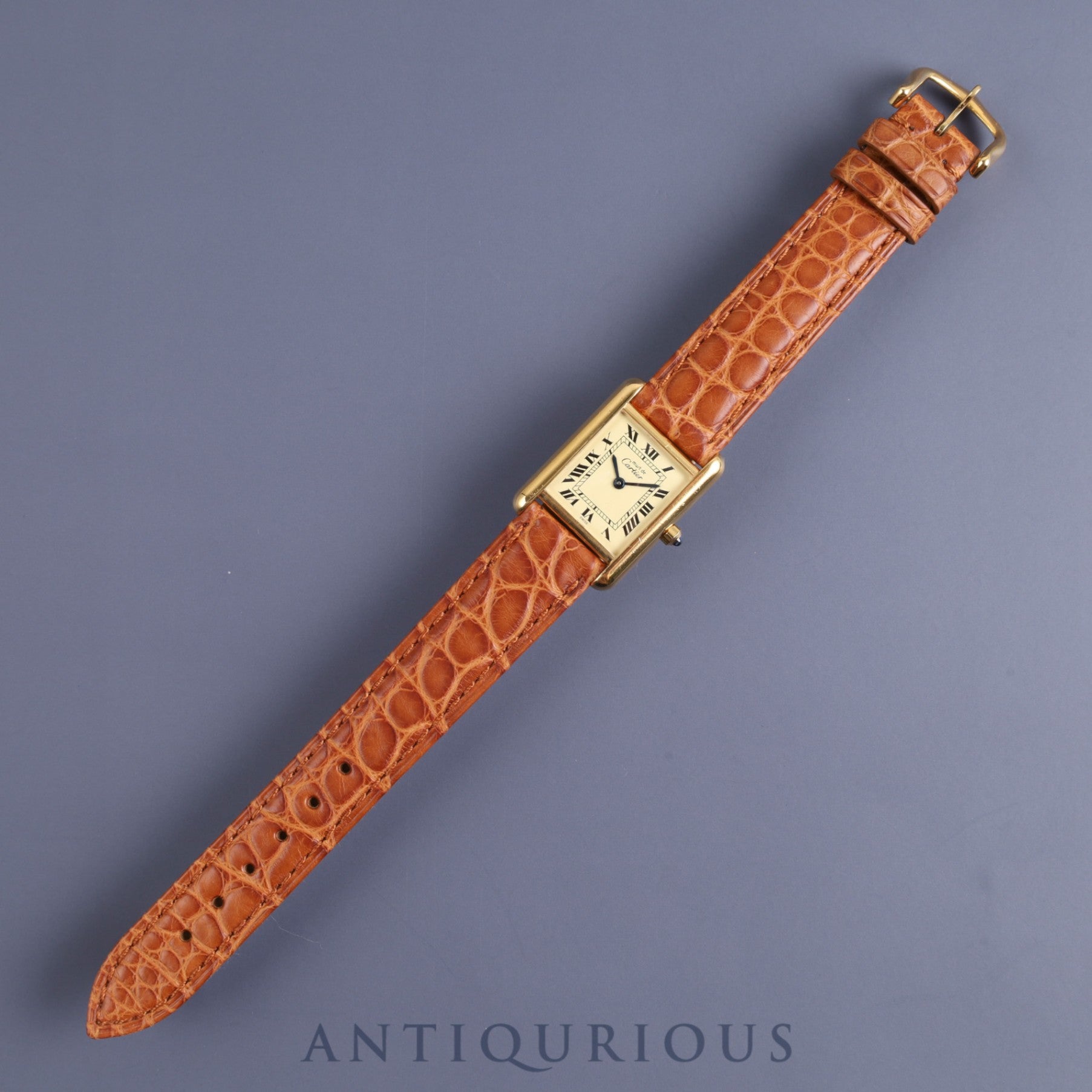 カルティエ マストタンク SM 3 66001 クォーツ Cal.157 925 革 純正尾錠(GP)アイボリーローマン文字盤 オーバーホール済み 新品仕上げ済み