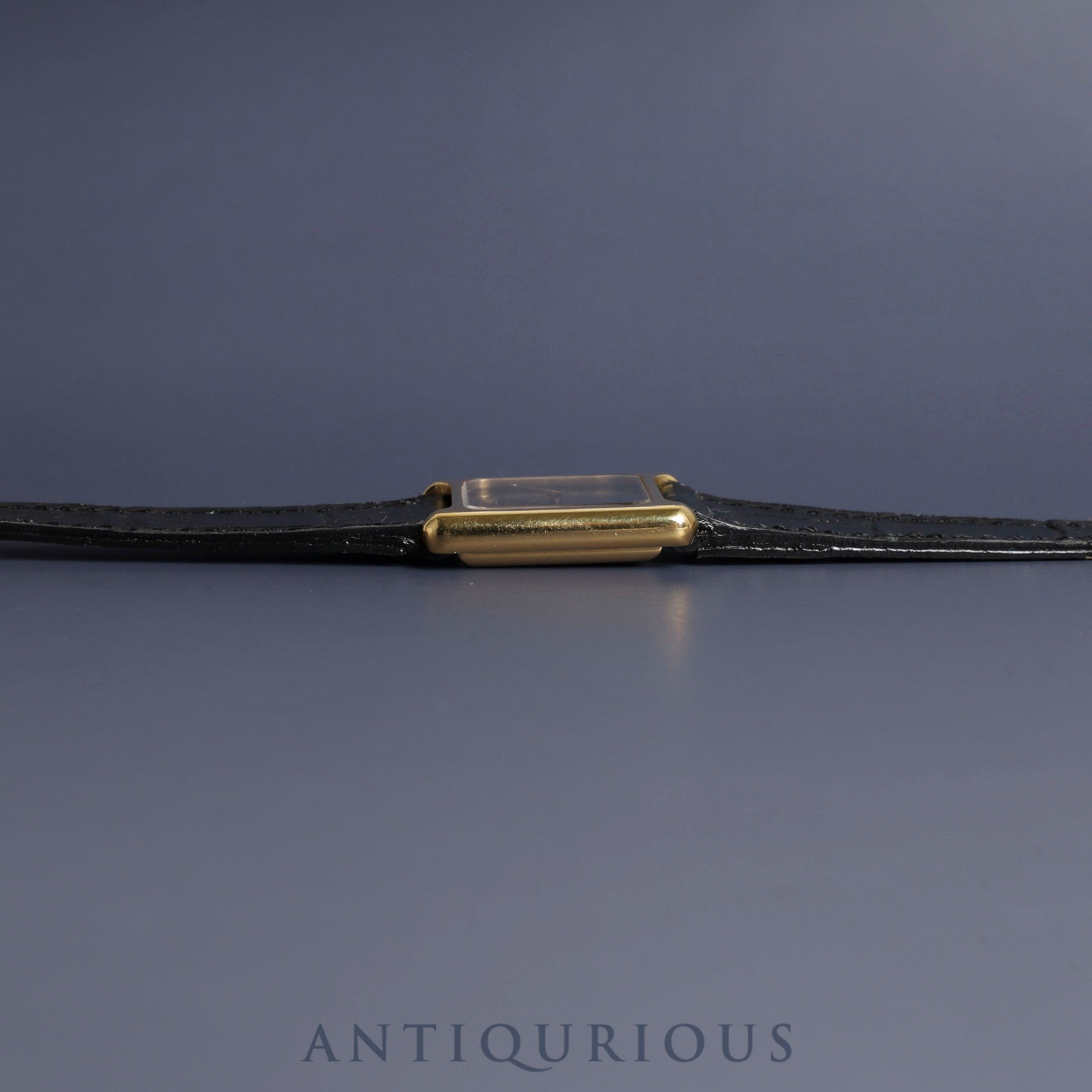 ジャガー・ルクルト スクエアケース 6141.21 手巻き 750 革 純正尾錠(GP)オニキス文字盤 オーバーホール済み