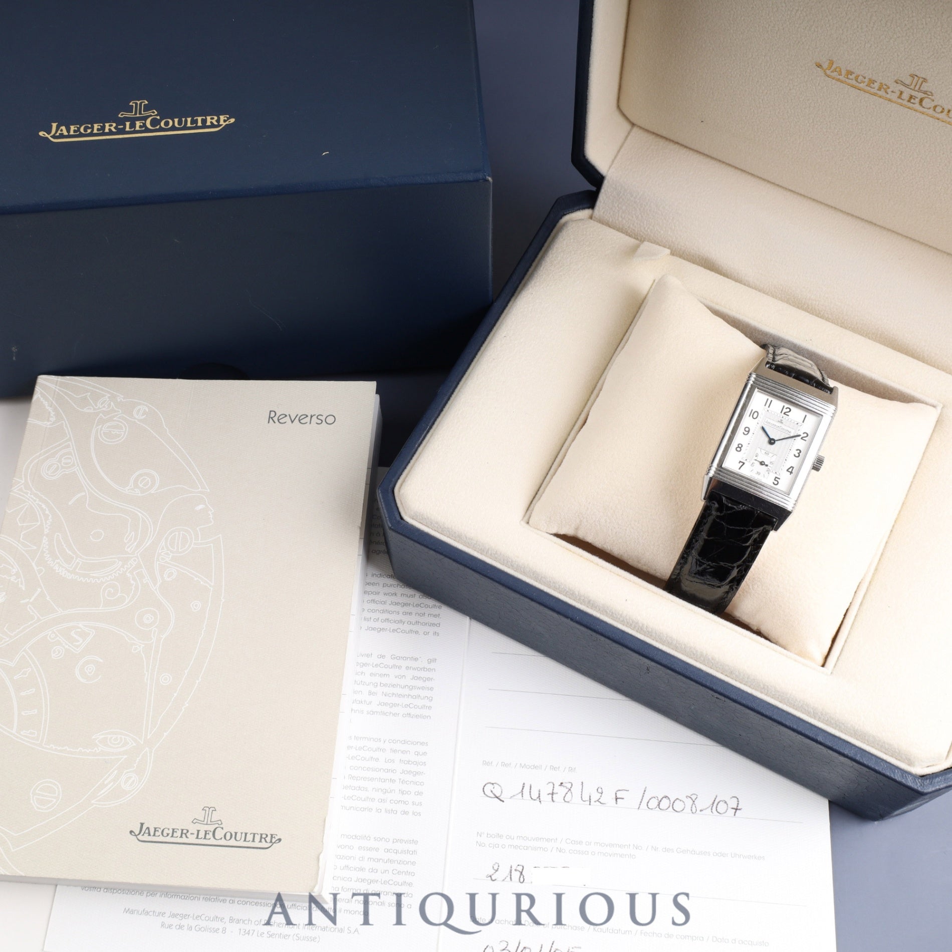 Jaeger-LeCoultre Reverso Classic 252.8.71 Manual winding Cal.861 SS Leather Genuine buckle (SS) Silver dial Box Warranty (2005) Booklet Overhauled