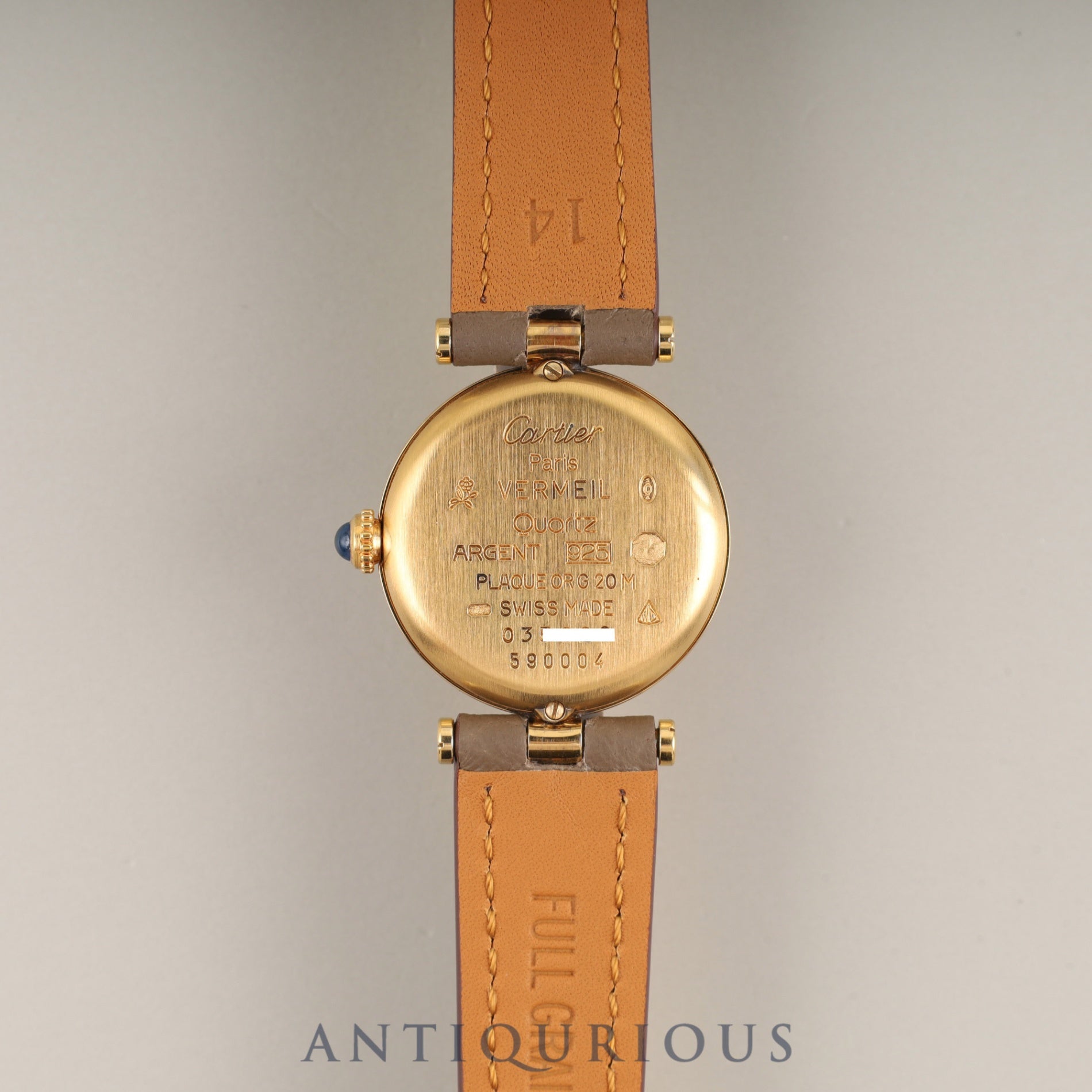 Cartier Must Vendôme VLC SM 590004 Quartz Caliber 90 SV925 Leather Strap with Genuine GP Buckle Ivory Roman Dial Box Booklet Warranty (1990) Overhauled