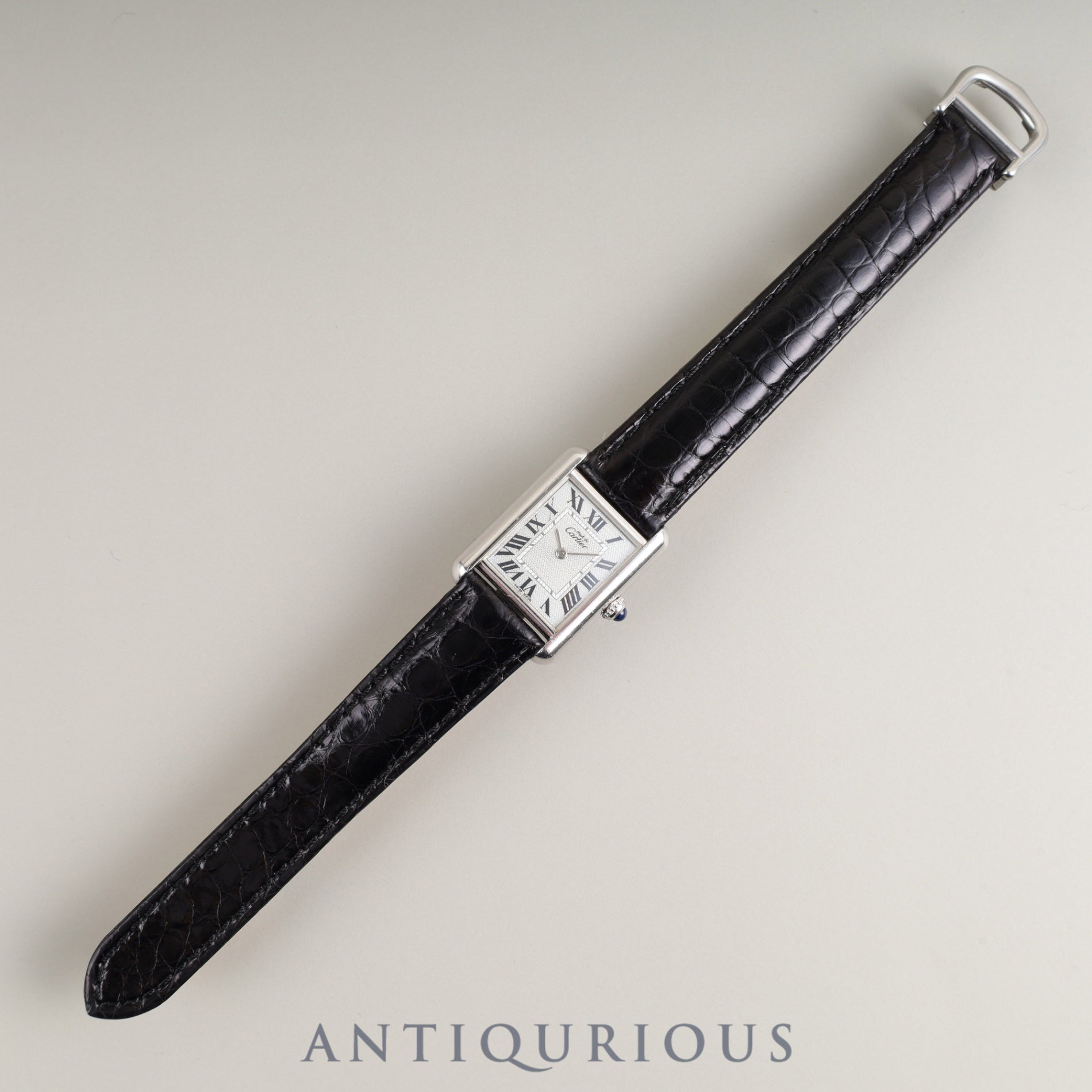 Cartier Must Tank MM 2416 Quartz Cal.057 SV925 Leather Genuine D Buckle (SS) Silver Roman Dial Overhauled