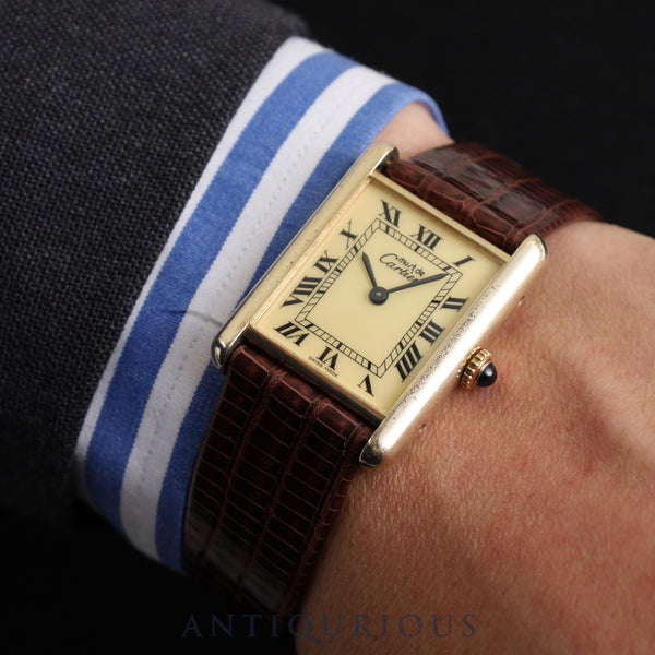 Cartier Must Tank LM 1974213 Manual winding SV925 Leather Genuine buckle (GP) Ivory Roman dial International lifetime warranty (1980) Complete service completed at Cartier boutique