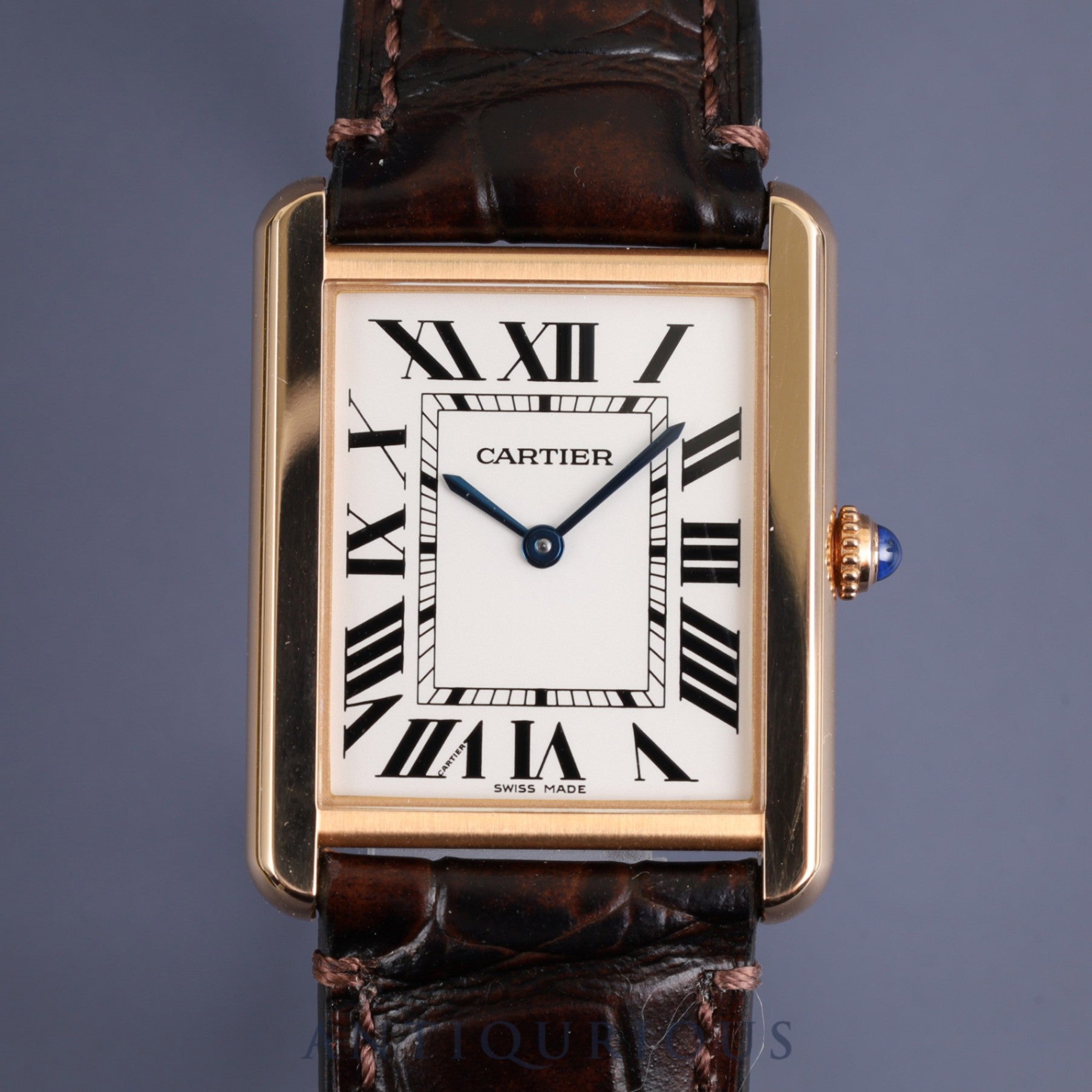 Cartier Tank Solo LM W5200025 / 3167 Quartz PG / SS Leather Genuine buckle (750) Silver dial Box Warranty (2015) Battery replaced