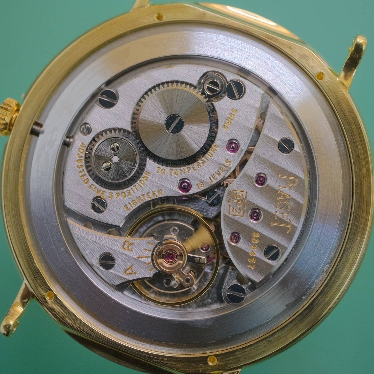 Piaget Round 90231 Manual Winding Caliber 9P2 750YG Leather Strap with Genuine Buckle (750YG) White Dial