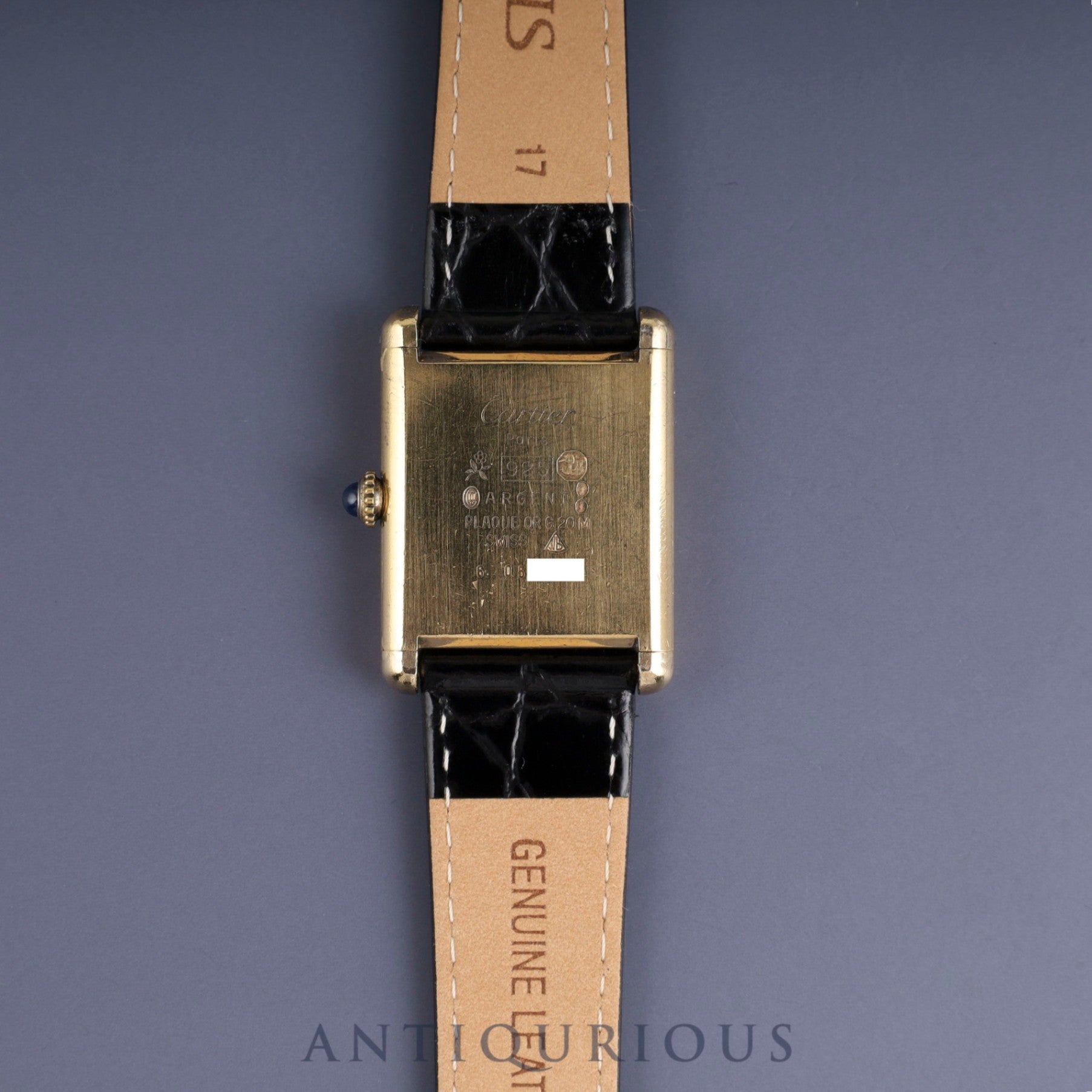 Cartier Must Tank LM Manual winding Cal.78-1 SV925 Leather Genuine buckle (GP) Black Roman dial Overhauled