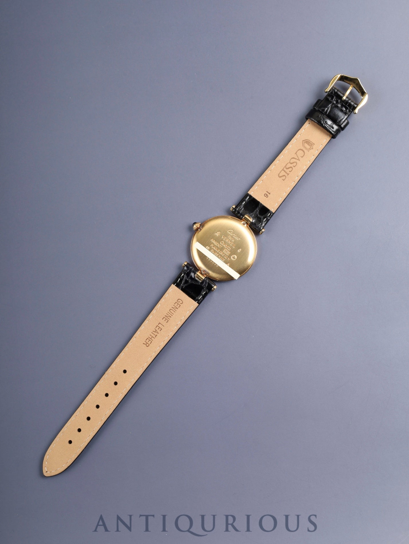 カルティエ マスト ヴァンドーム VLC LM 590003 クォーツ Cal.90 SV925 革 純正尾錠(GP) ブラック飛びローマン文字盤 オーバーホール済み