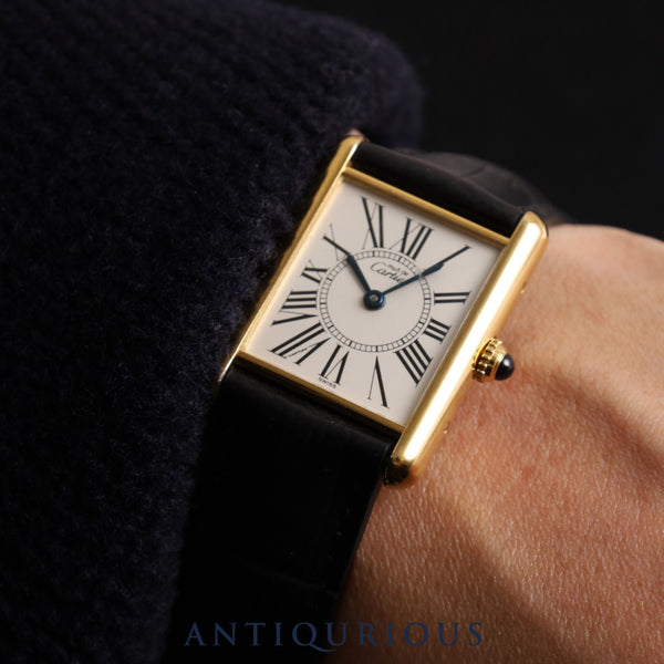 Cartier Must Tank LM W1005654/590005 Quartz Cal.90 SV925 Leather Genuine D-buckle Opalan dial Overhauled