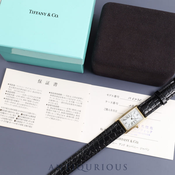 ティファニー クラシック M0430 クオーツ YG 革 純正尾錠(GP)ホワイト文字盤 箱 保証書(1994年)