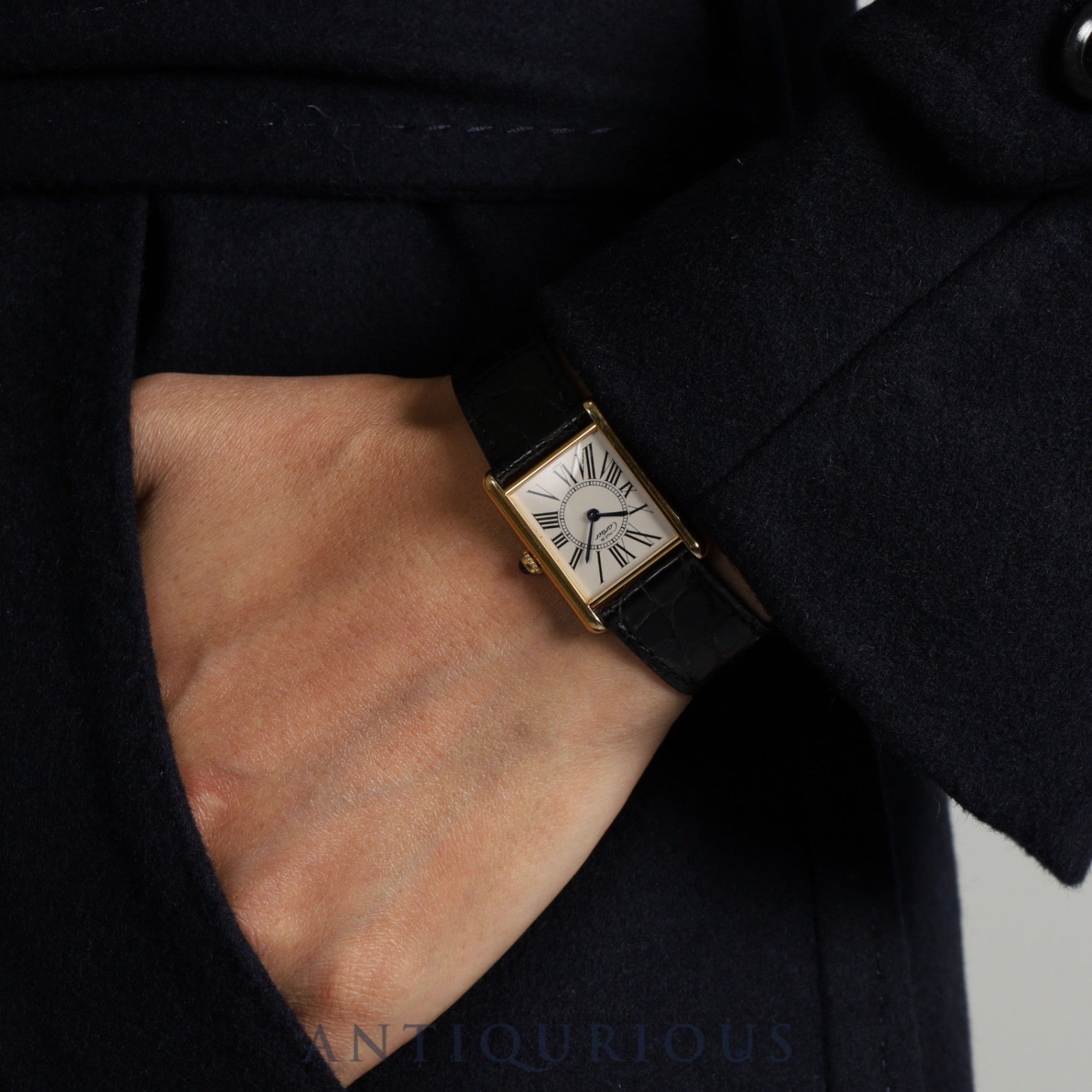 Cartier Must Tank LM 590005 Quartz Cal.690 SV925 Genuine leather strap Genuine D buckle Opalan dial Overhauled