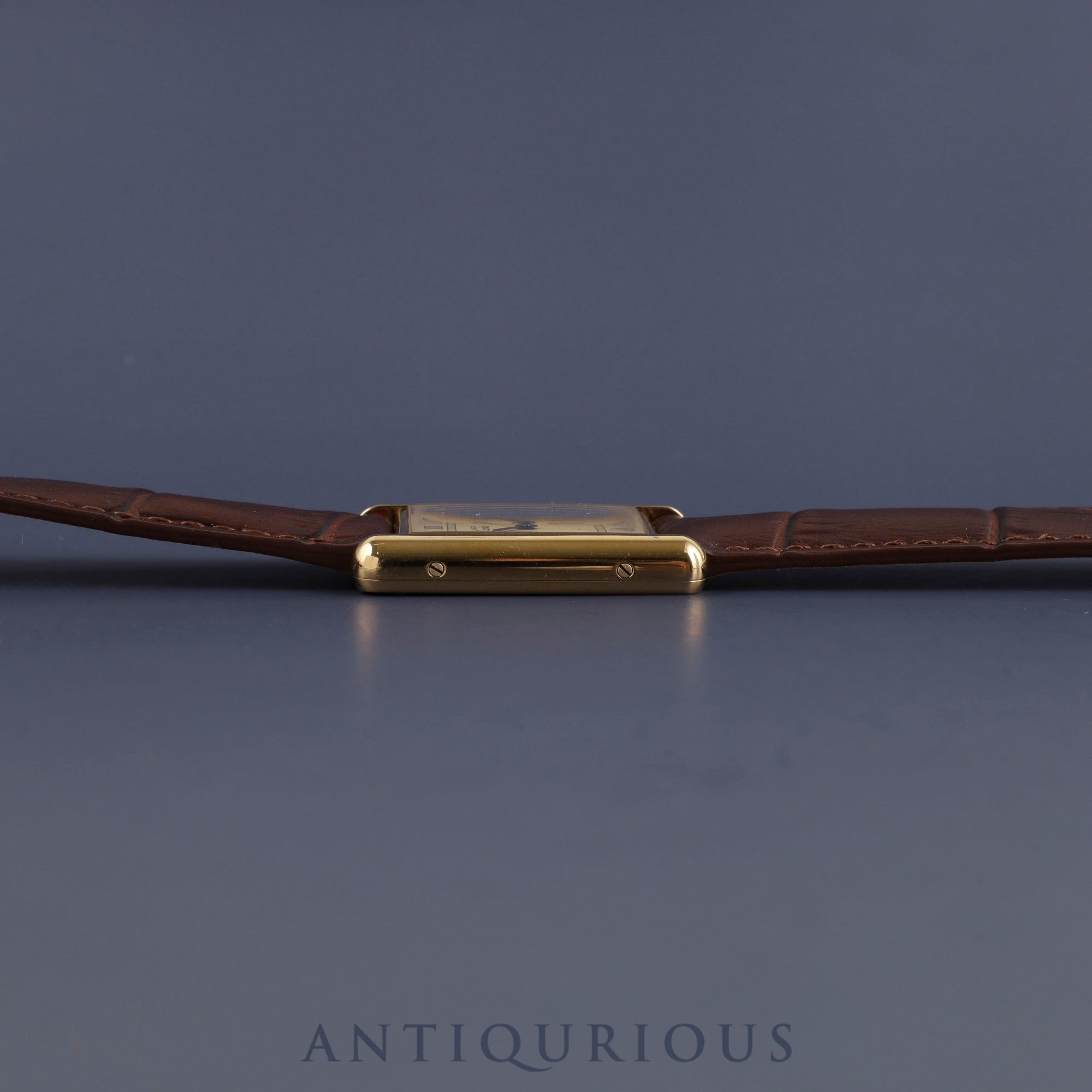 Cartier Must Tank LM 1615 Quartz Cal.90 SV925 Leather Genuine D Buckle (GP) Ivory Roman Dial Overhauled