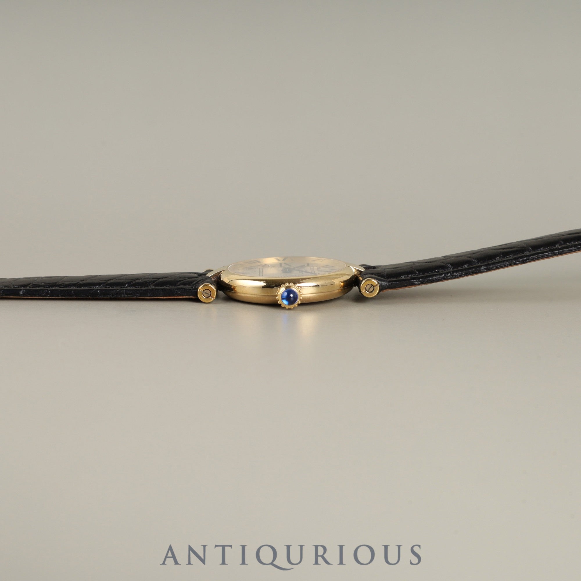 Cartier Must Vendôme VLC SM 590004 Quartz Caliber 90 SV925 Leather Watch with Genuine D-buckle (GP) Opalescent Dial Overhauled