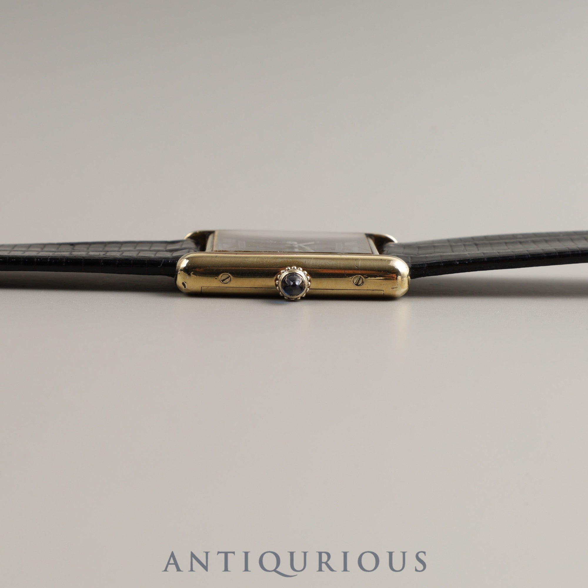 Cartier Must Tank LM Manual Winding Cal.78-1 SV925 Leather Genuine Buckle (GP) Black Roman Dial