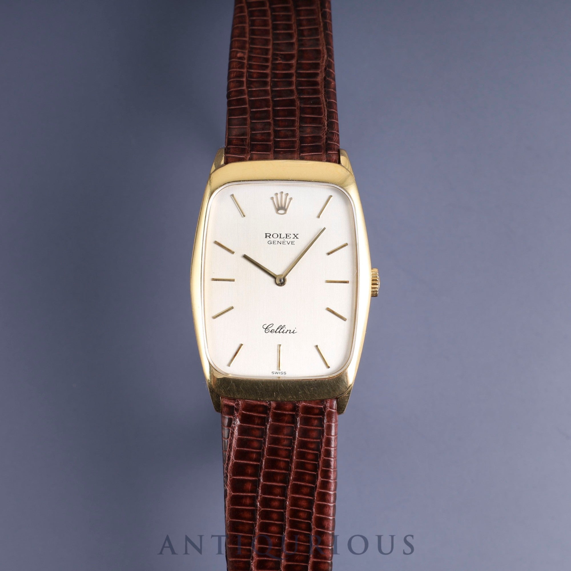 Rolex Cellini 4136 Manual winding Cal.1601 750 Leather Genuine buckle (GP) Silver dial No. 43 (1975) Overhauled