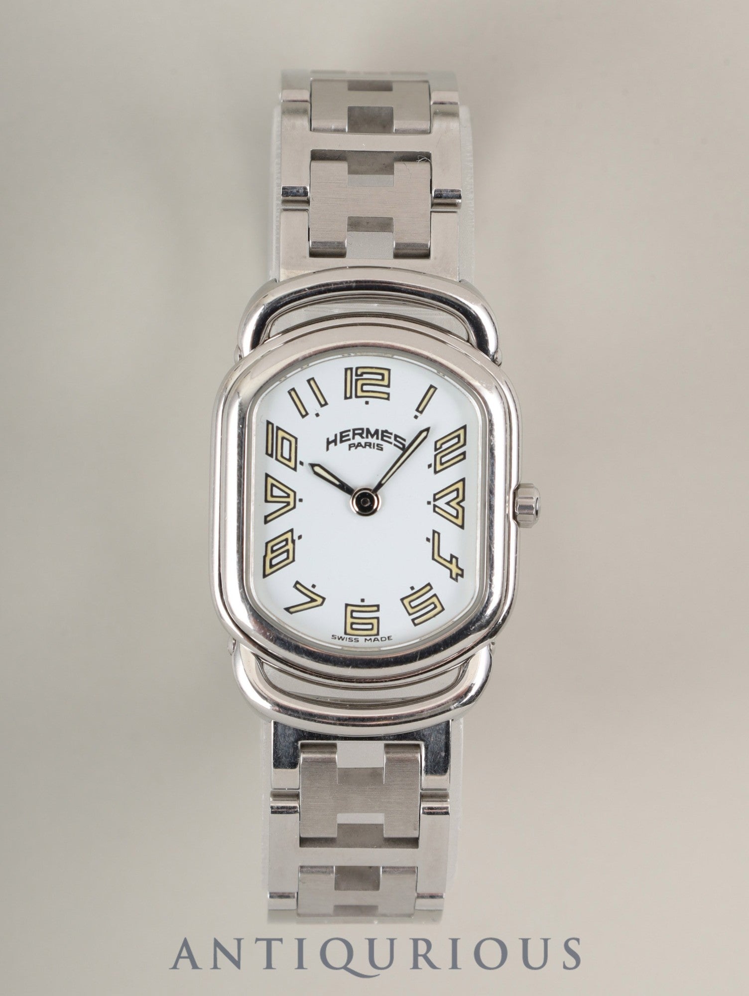エルメス ラリー RA1.210 クォーツ Cal.976.001 SS SS ホワイト文字盤 オーバーホール済み