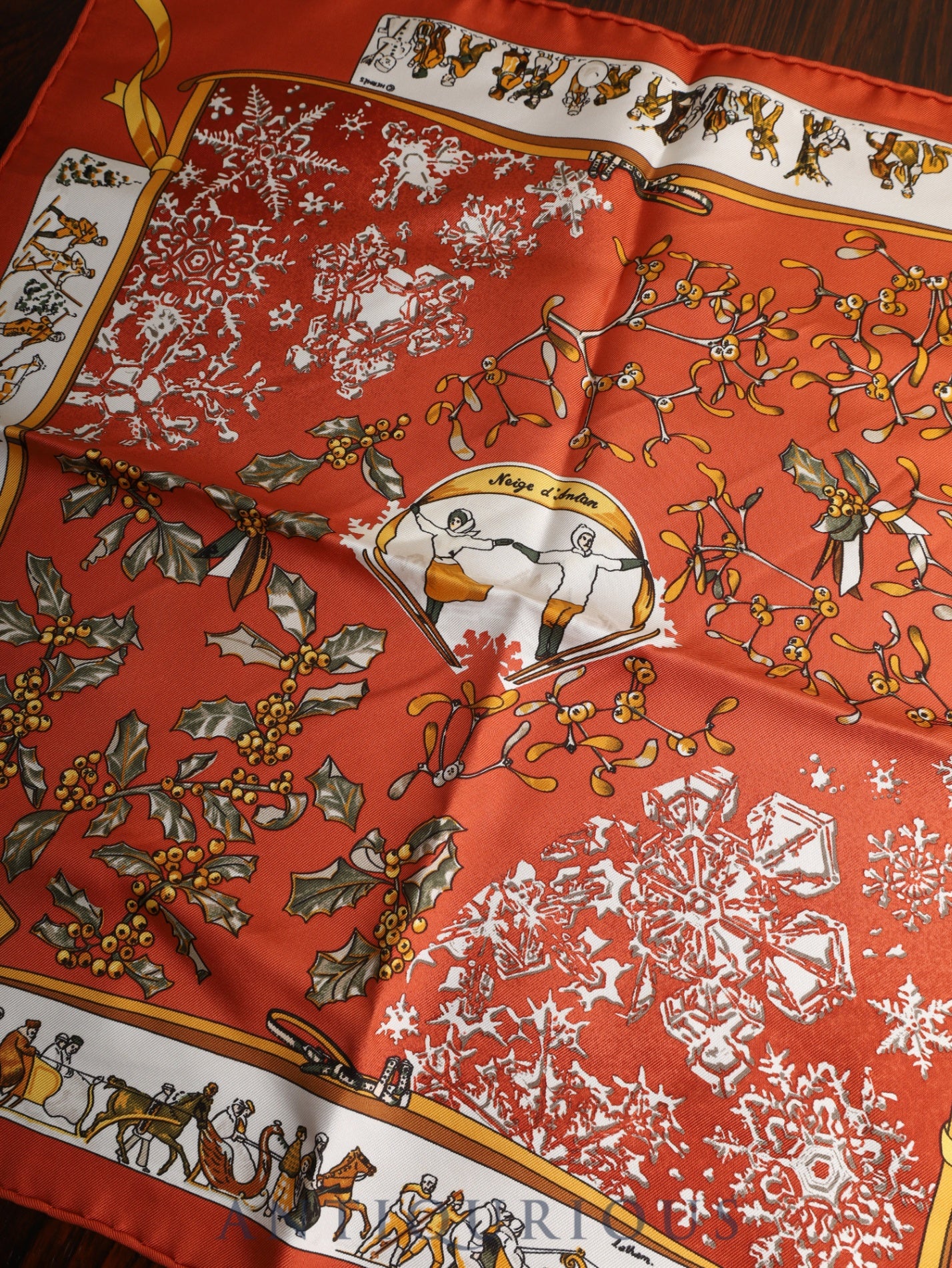 Hermes Scarf Carre 45 Neige d`Antan (Snows of Yesteryear) 100% Silk