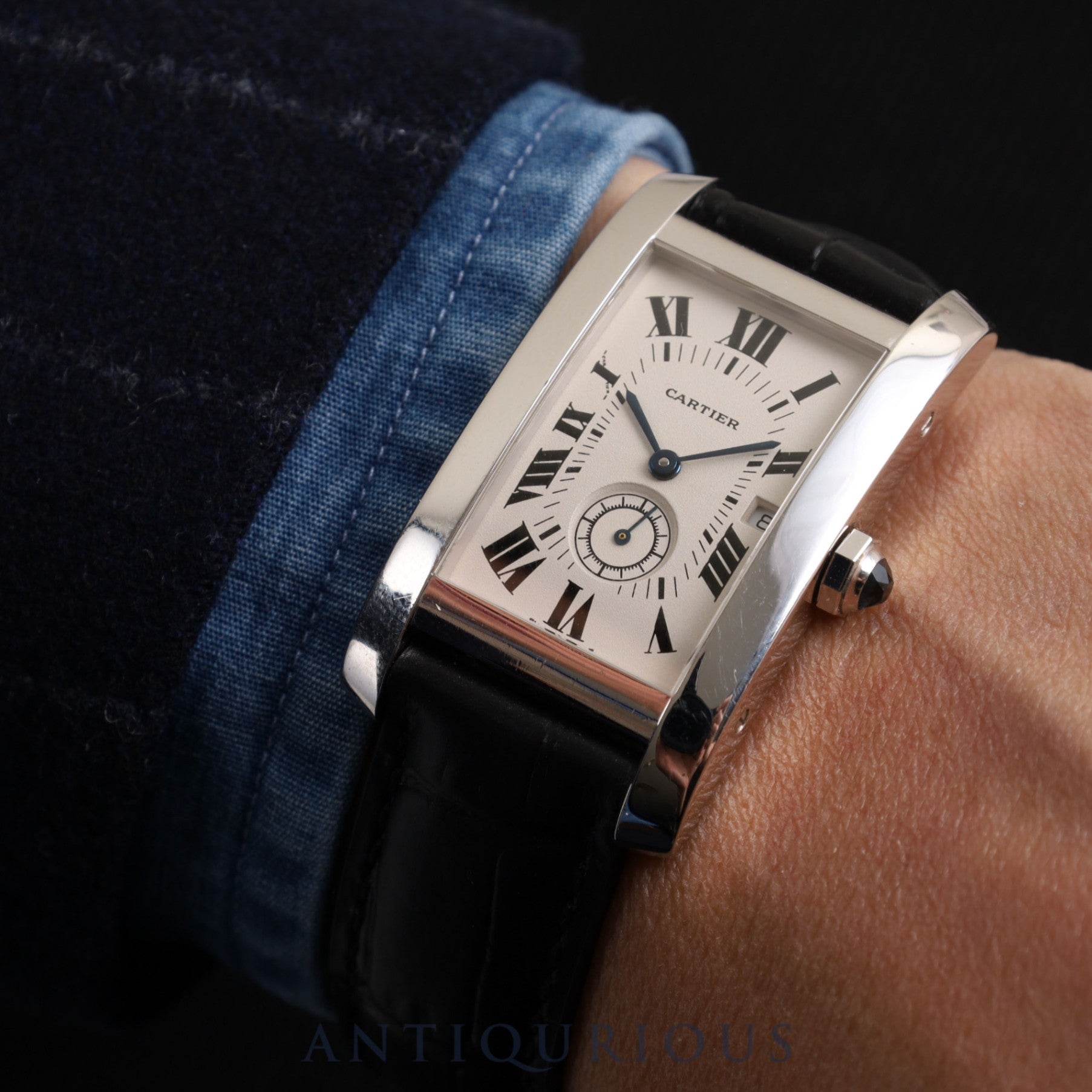 カルティエ タンクアメリカン MM W2600751 / 3012905 クォーツ Cal.012 750 革 純正Dバックル(750)ホワイトローマン文字盤 オーバーホール済み