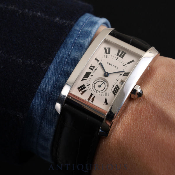 カルティエ タンクアメリカン MM W2600751 / 3012905 クォーツ Cal.012 750 革 純正Dバックル(750)ホワイトローマン文字盤 オーバーホール済み
