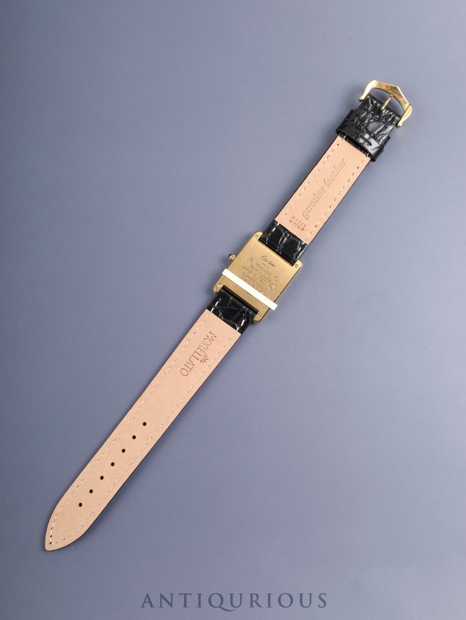Cartier Must Tank LM 6 81006 Quartz Cal.81 SV925 Leather Original Pin Buckle (GP) Gray Dial with "Exploding" Roman Numerals (SWISS notation) Overhauled