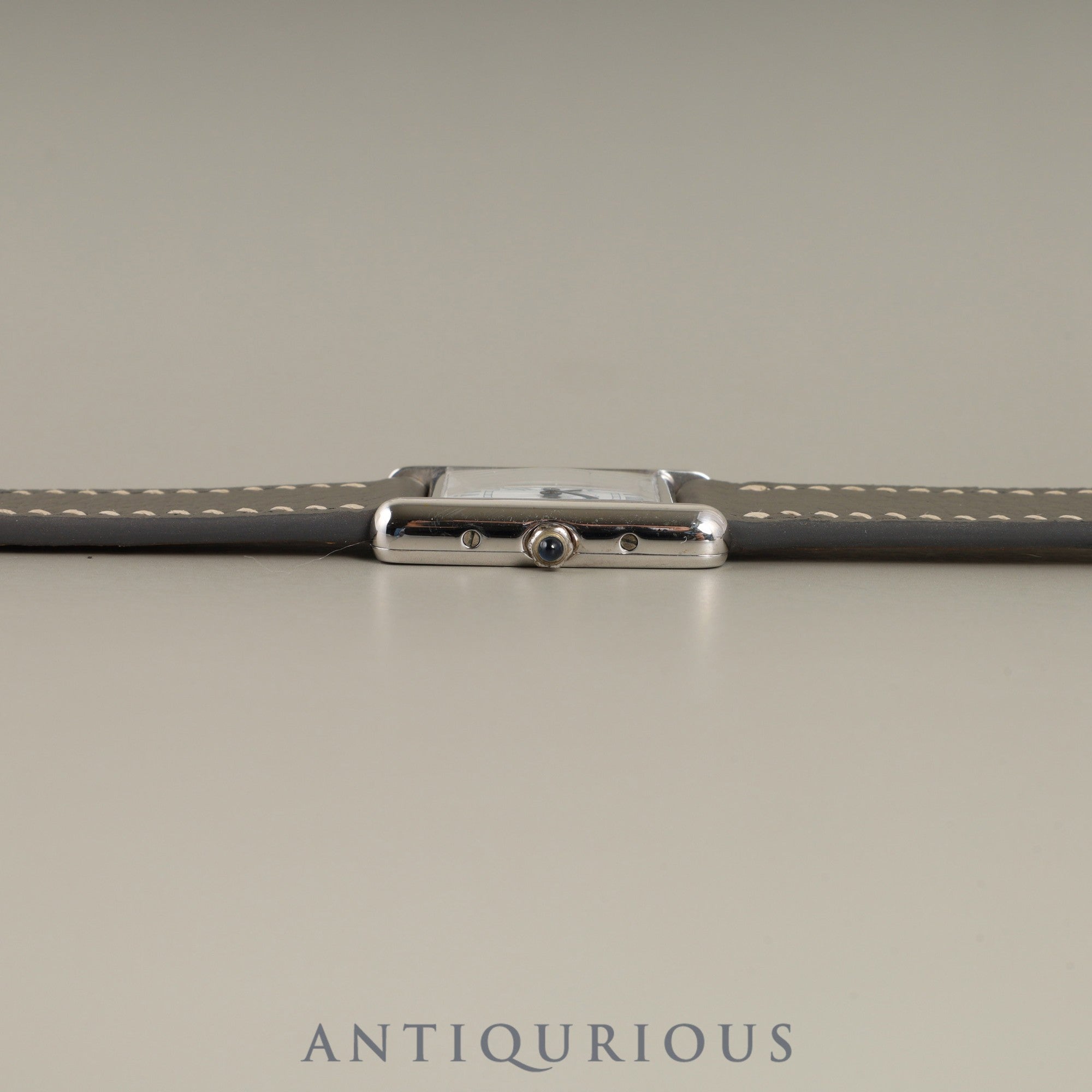 Cartier Must Tank SM 666001 Quartz Caliber 157 SV925 Leather Strap with Genuine Stainless Steel Buckle, White Roman Dial, Booklet, Warranty Card (1996), Overhauled and Finished to Like New