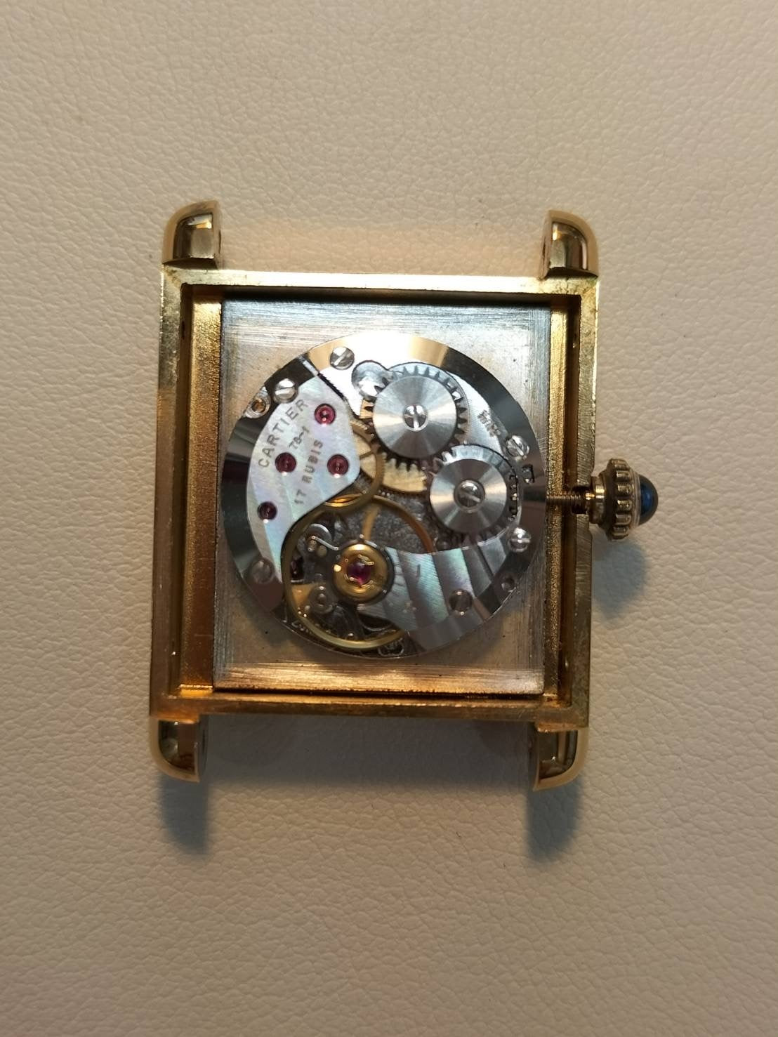 カルティエ マストタンク LM 手巻き Cal.78-1 SV925 革 純正尾錠(GP) ブラックオニキス文字盤 オーバーホール済み