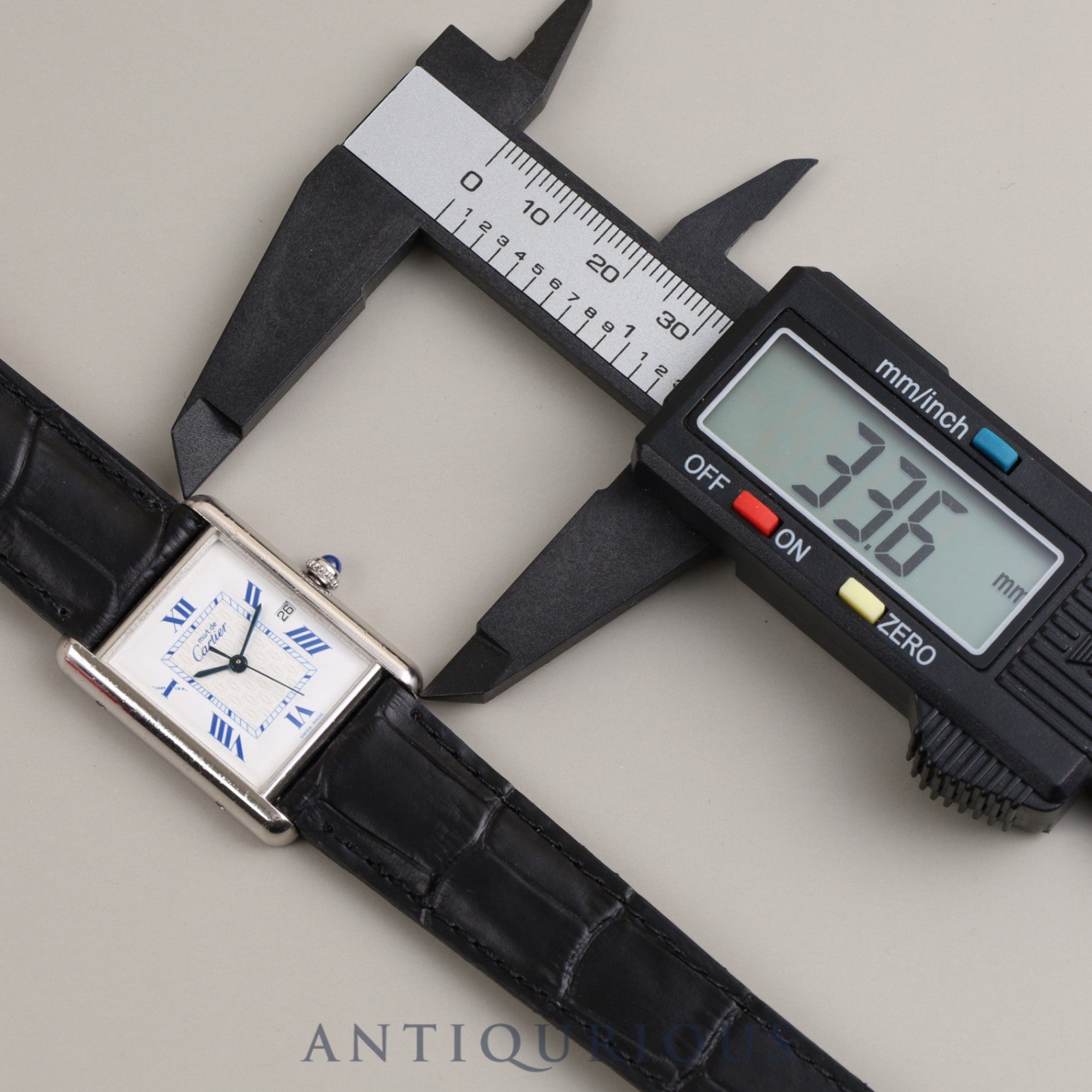 Cartier Must Tank GM (XL) Date QZ Cal.687 W1014154 / 2414 SV925 Leather Genuine Buckle (SS) White Roman CC Dial Box
