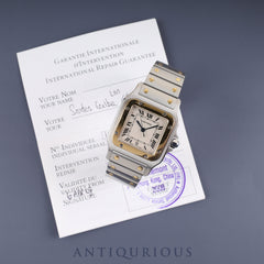 カルティエ サントス ガルベ LM W20011C4 / 1566 クォーツ Cal.687 SS/YG SS/YG アイボリーローマン文字盤 国際修理証明書 オーバーホール済み