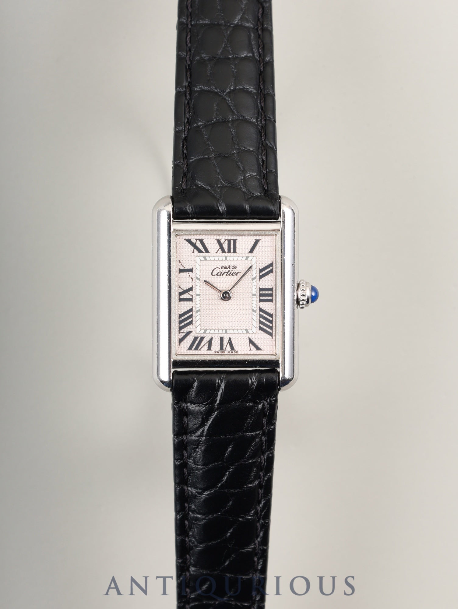 カルティエ マストタンク MM W1016130 / 2416 クォーツ Cal.057 SV925 革 純正Dバックル(SS) ピンクローマン(クリスマス限定)文字盤 オーバーホール済み