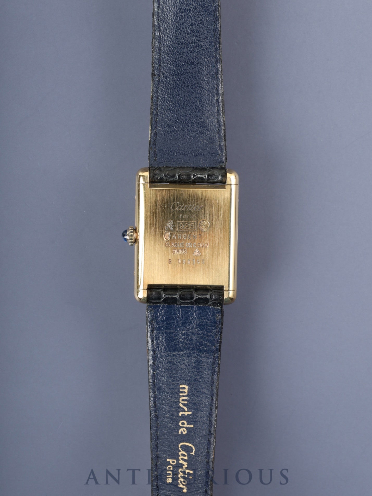カルティエ マストタンク LM 手巻き Cal.78-1 SV925 純正革ベルト(使用感あり)純正尾錠(GP)ラピスラズリ文字盤(クラック)オーバーホール済み