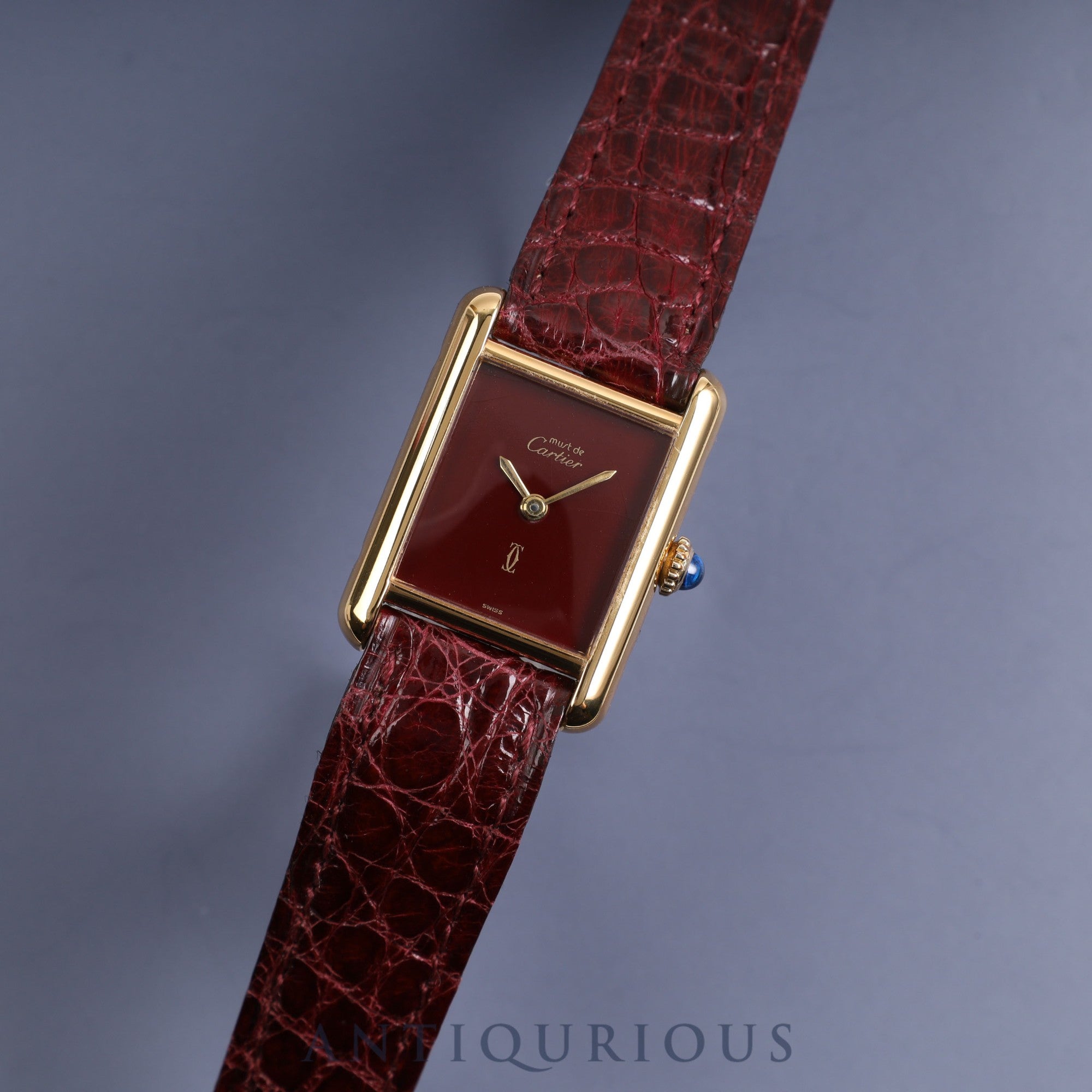 CARTIER Must Tank SM Manual winding Bordeaux Dial Genuine buckle ...