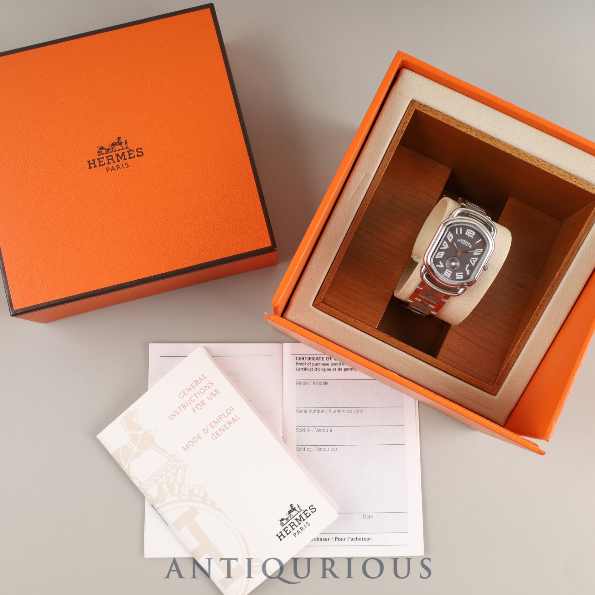 エルメス ラリー RA2.210 クォーツ Cal.980.153 SS SS グレー文字盤 保証書 箱 冊子 オーバーホール済み