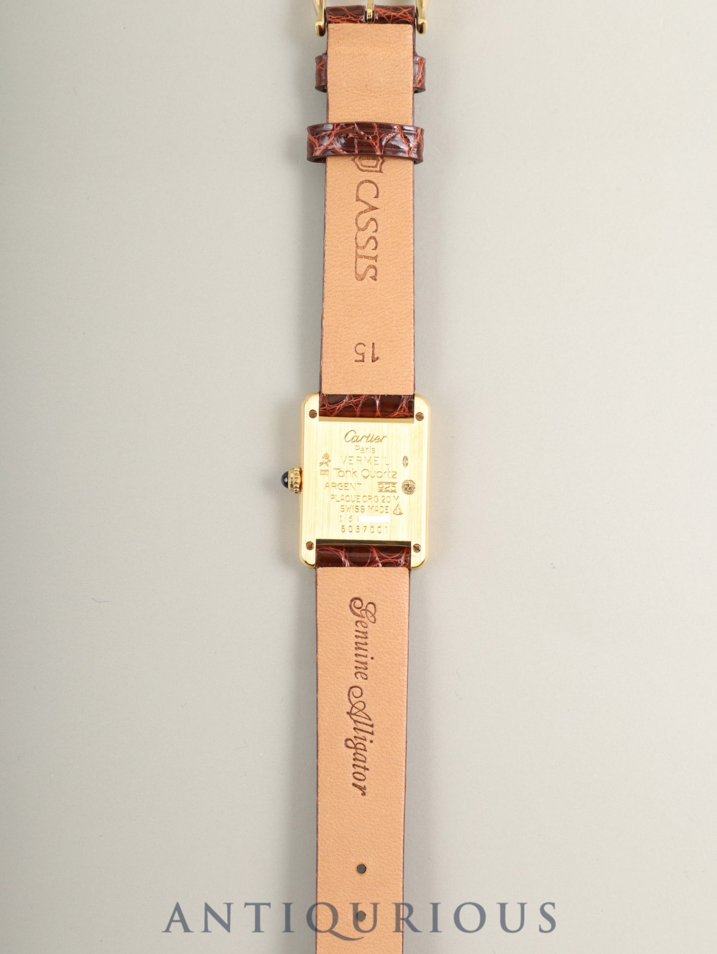 Cartier Must Tank SM 5057001 Quartz Cal.057 SV925 Leather Genuine Pin Buckle (GP) Arabic Dial (SWISS marking) Overhauled Polished