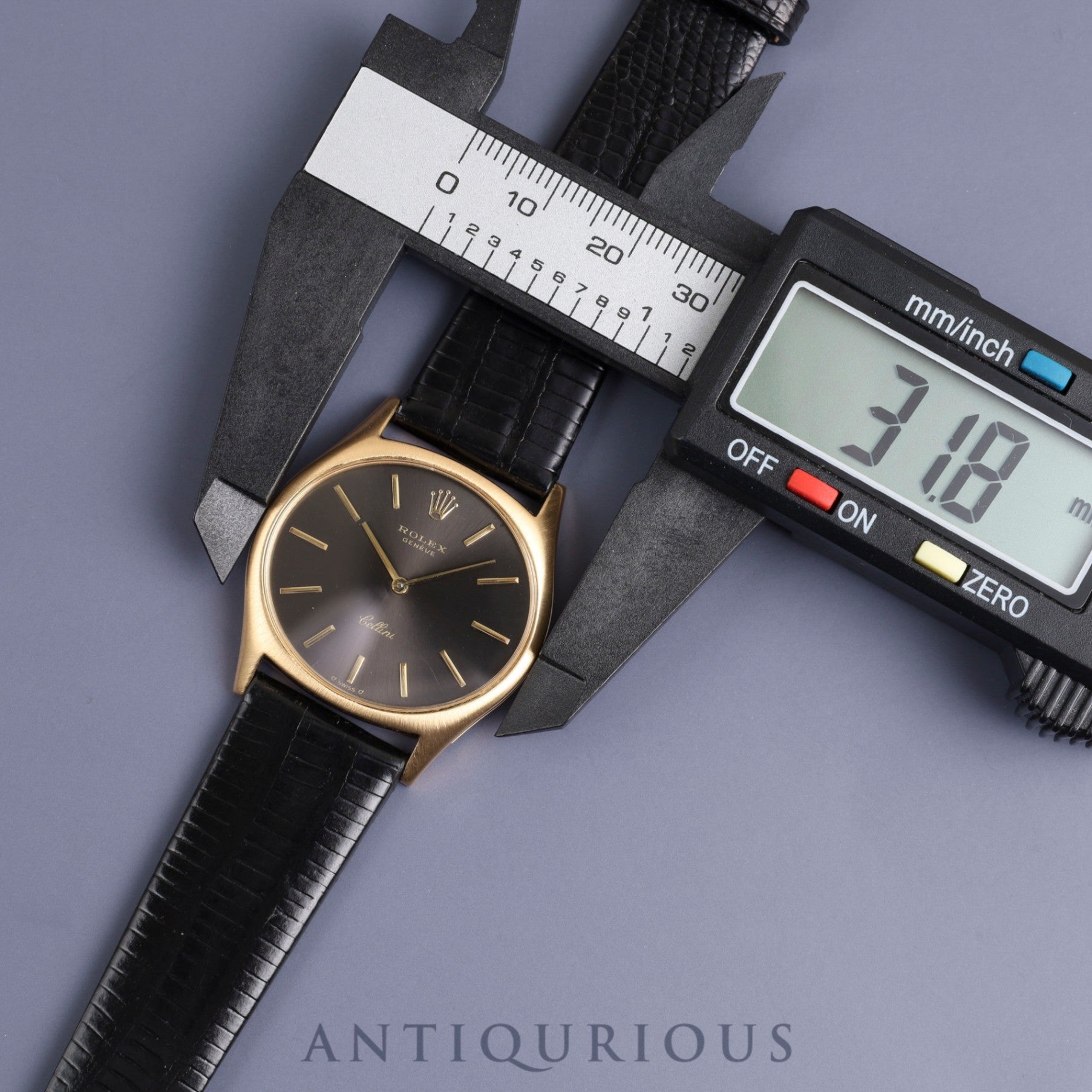 Rolex Cellini 3806/8 Manual winding Cal.1600 750 Leather Genuine buckle (GP) Black dial No. 40 (1974) Box International service warranty (2013) Overhauled