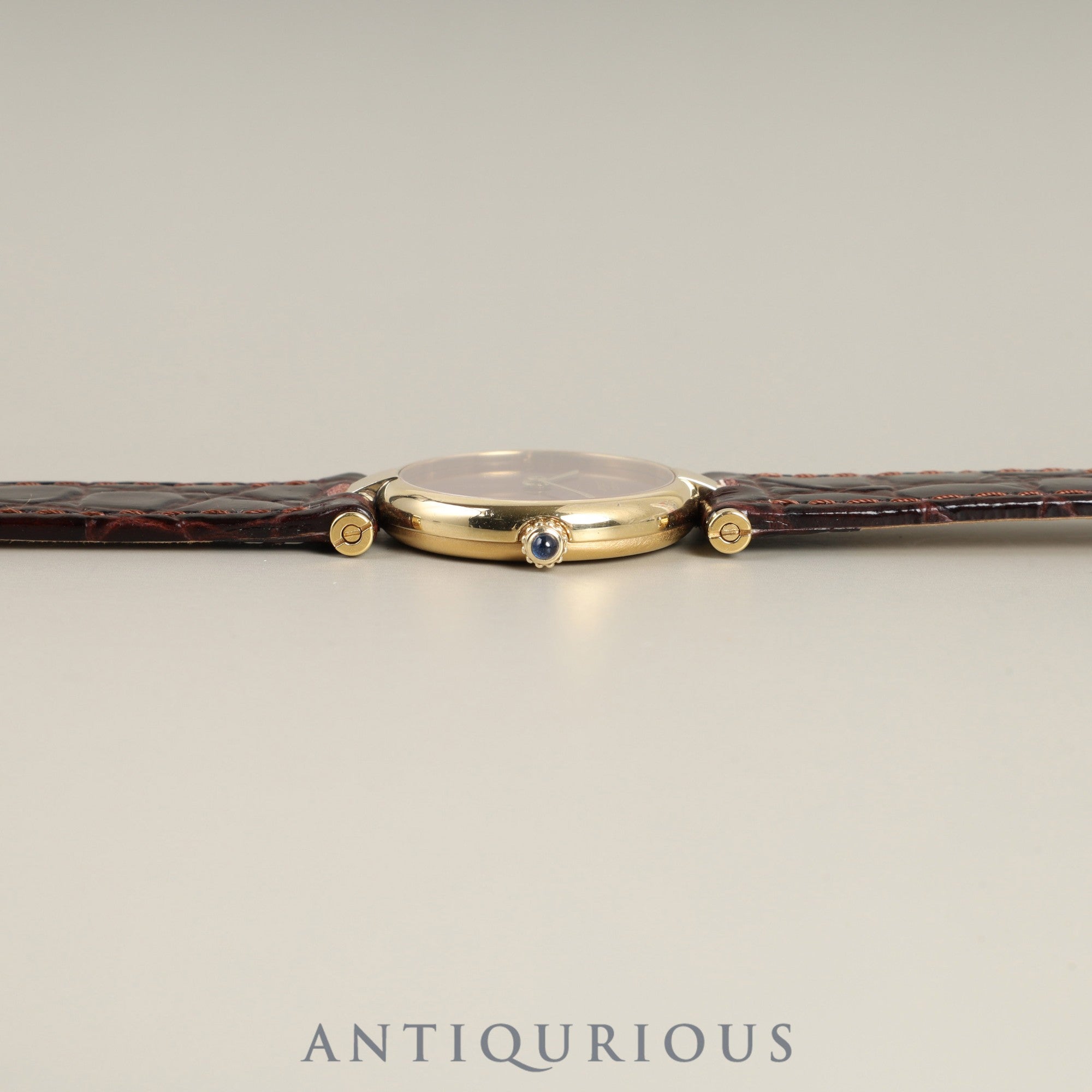 カルティエ マスト ヴァンドーム VLC SM クォーツ Cal.81 SV925 革 純正尾錠(GP) ガーネットダイヤル ボルドー文字盤 24mm 純正替えベルト オーバーホール済み