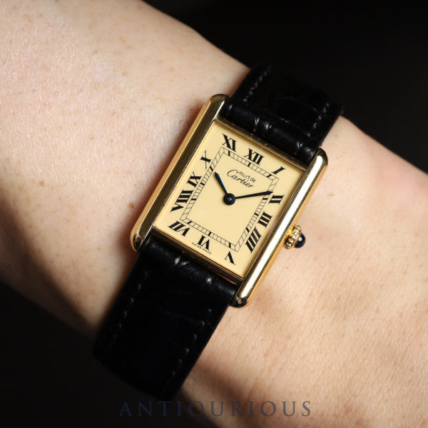 Cartier Must Tank LM Manual winding Cal.78-1 SV925 Genuine leather strap Genuine buckle (GP) Ivory Roman dial Circa 1976-1981 Overhauled