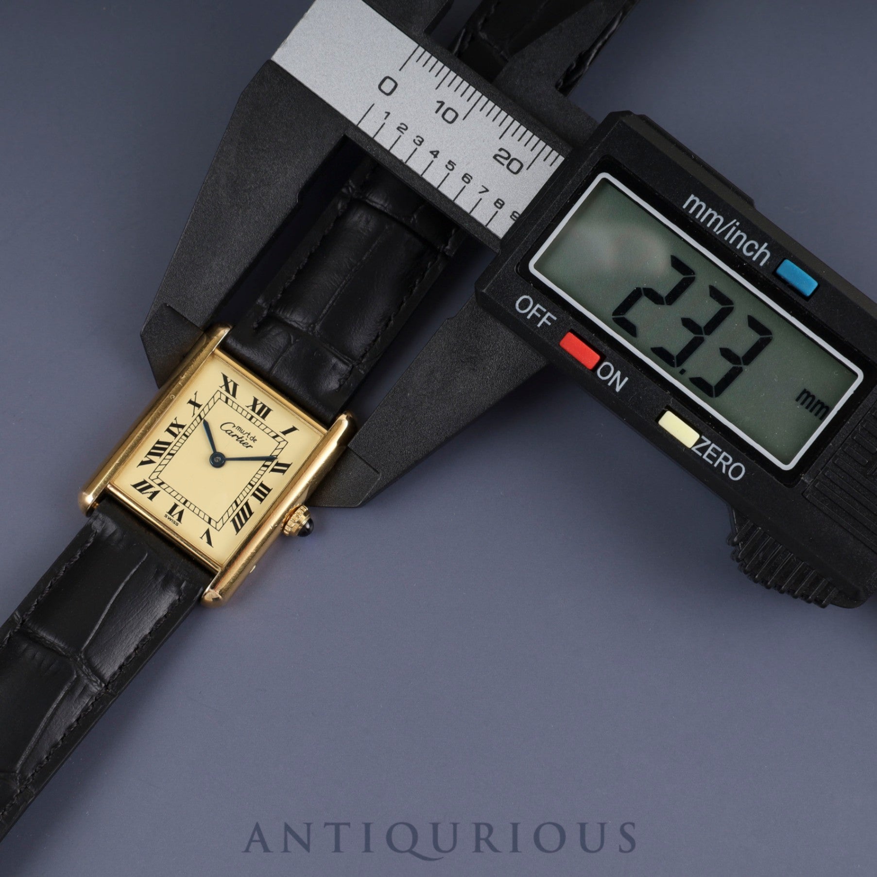 Cartier Must Tank LM W1002754 / 1615 Quartz Cal.90 SV925 Leather Genuine D-buckle (GP) Ivory Roman dial 1996-1998 Overhauled