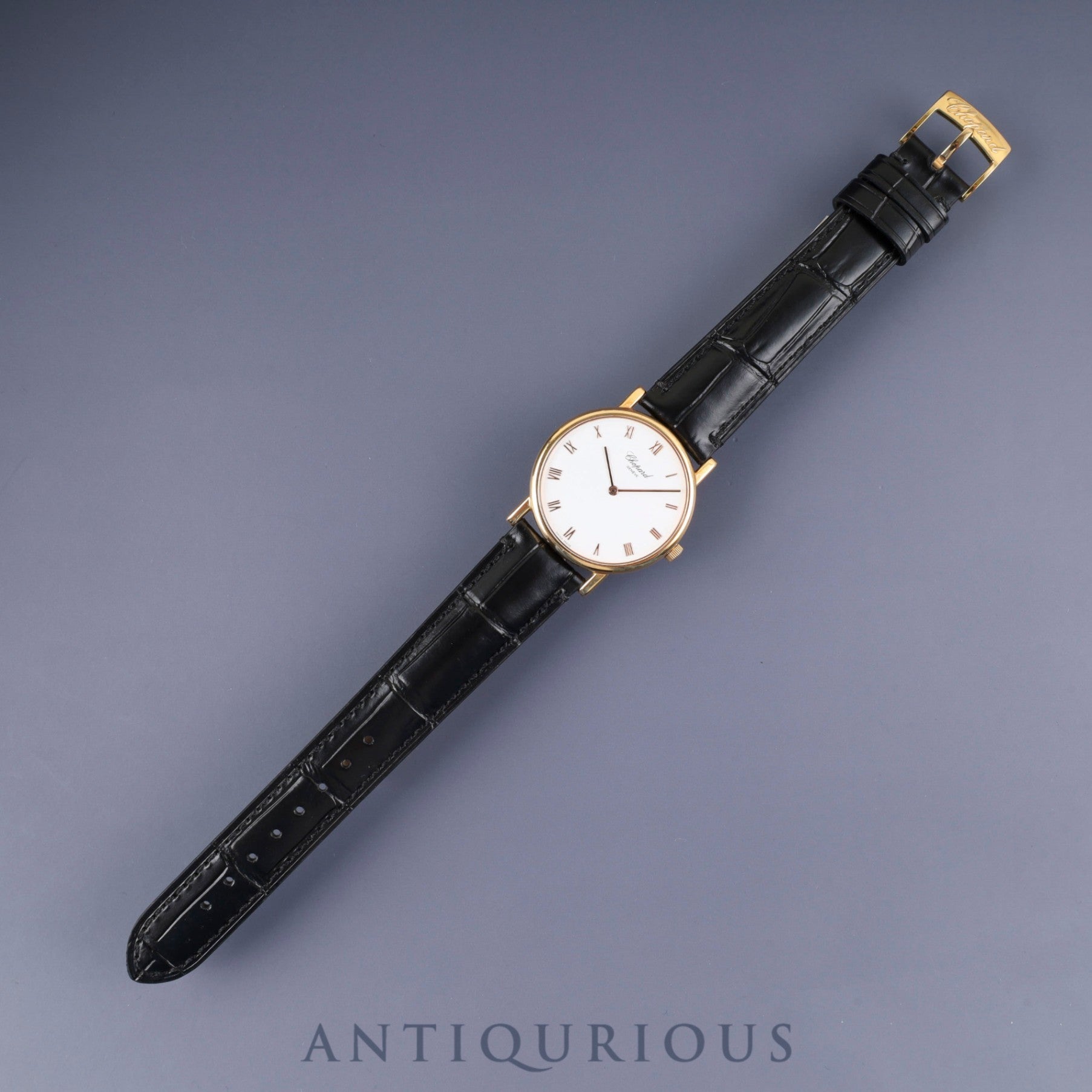 ショパール クラシック 163154/987 手巻き Au750 革 純正尾錠(GP) ホワイト文字盤 箱 冊子 保証書(2012年)オーバーホール済み