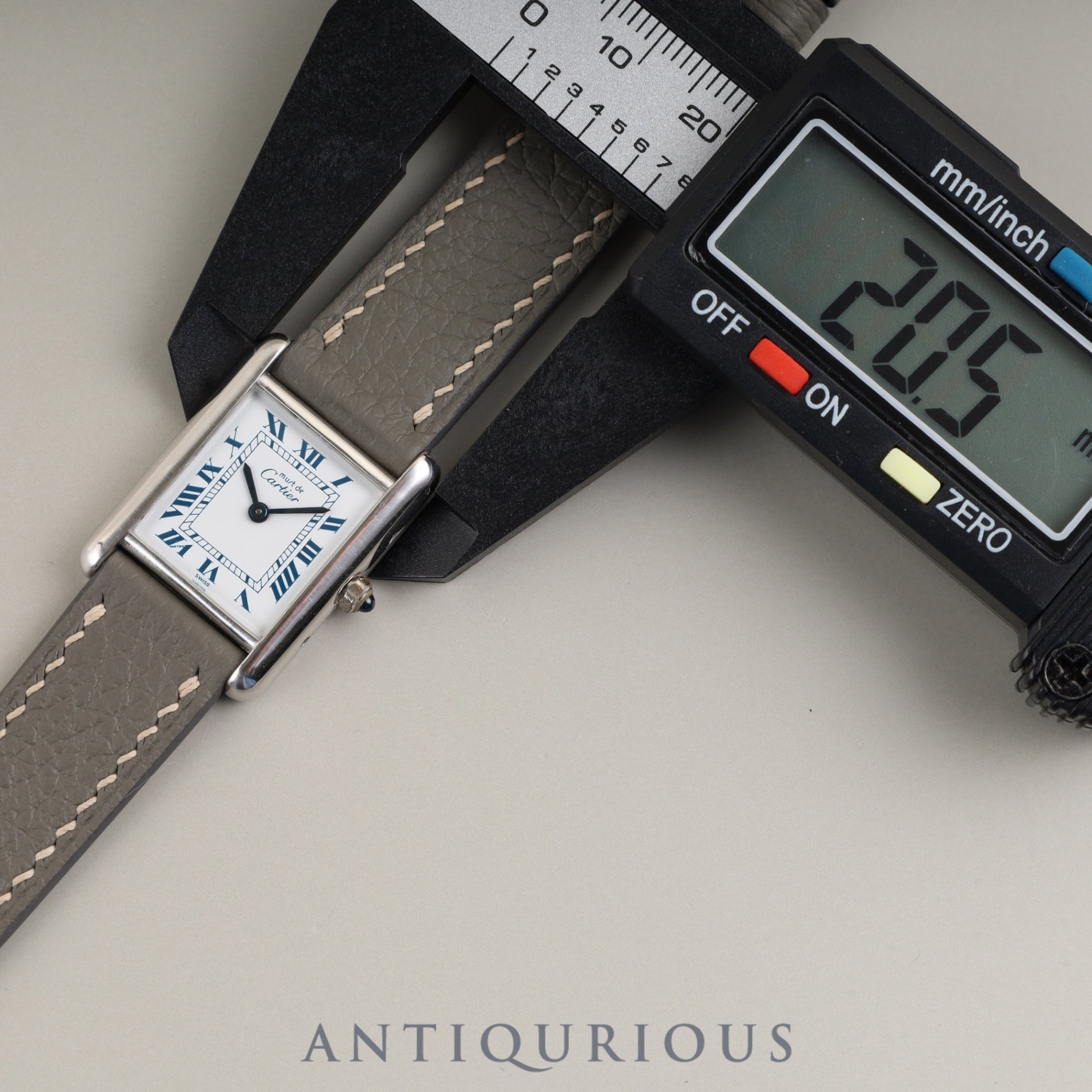 Cartier Must Tank SM 666001 Quartz Caliber 157 SV925 Leather Strap with Genuine Stainless Steel Buckle, White Roman Dial, Booklet, Warranty Card (1996), Overhauled and Finished to Like New