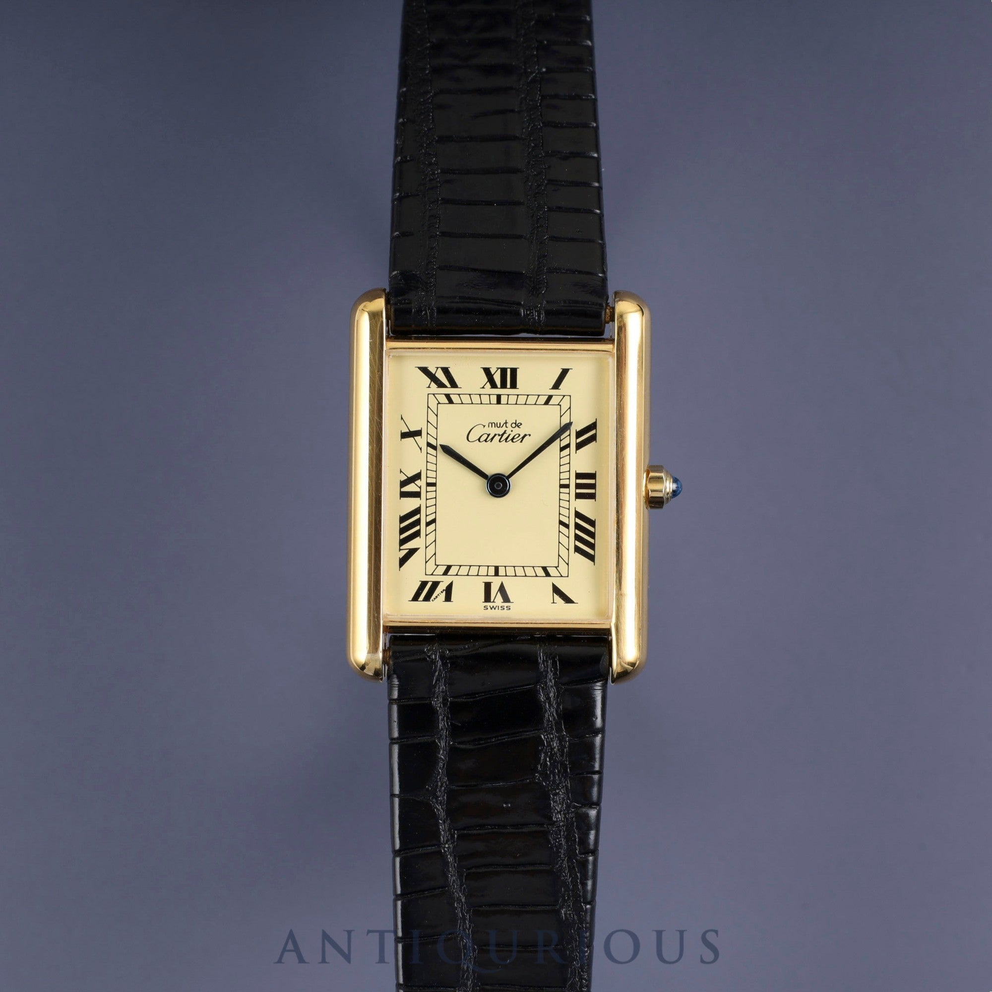 カルティエ マストタンク LM 6 81006 クォーツ Cal.81 925 革 純正尾錠(GP)アイボリーローマン文字盤 オーバーホール済み 新品仕上げ済み