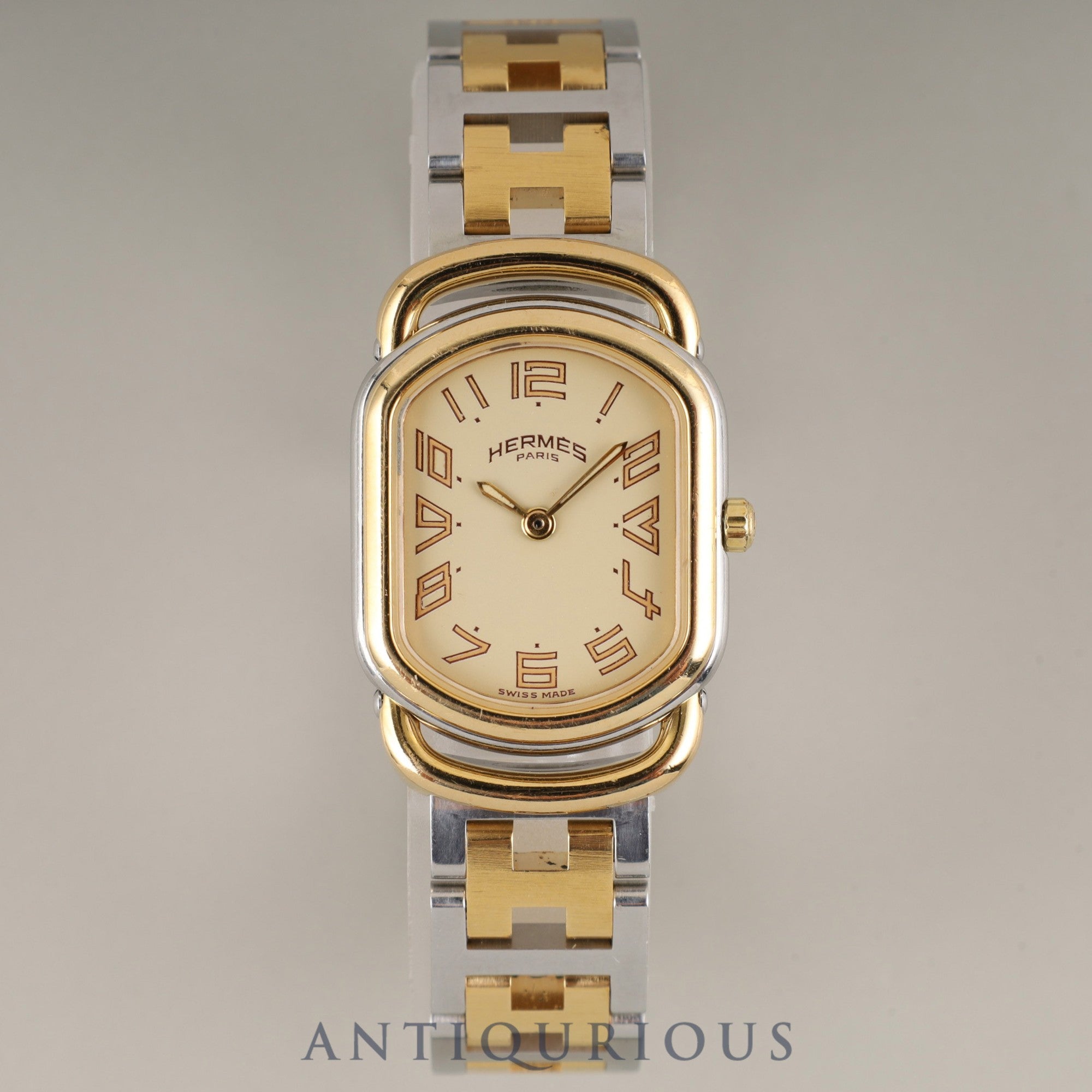 Hermès Rally 77.03 Quartz Cal.976.001 SS/GP SS/GP Ivory Dial Overhauled