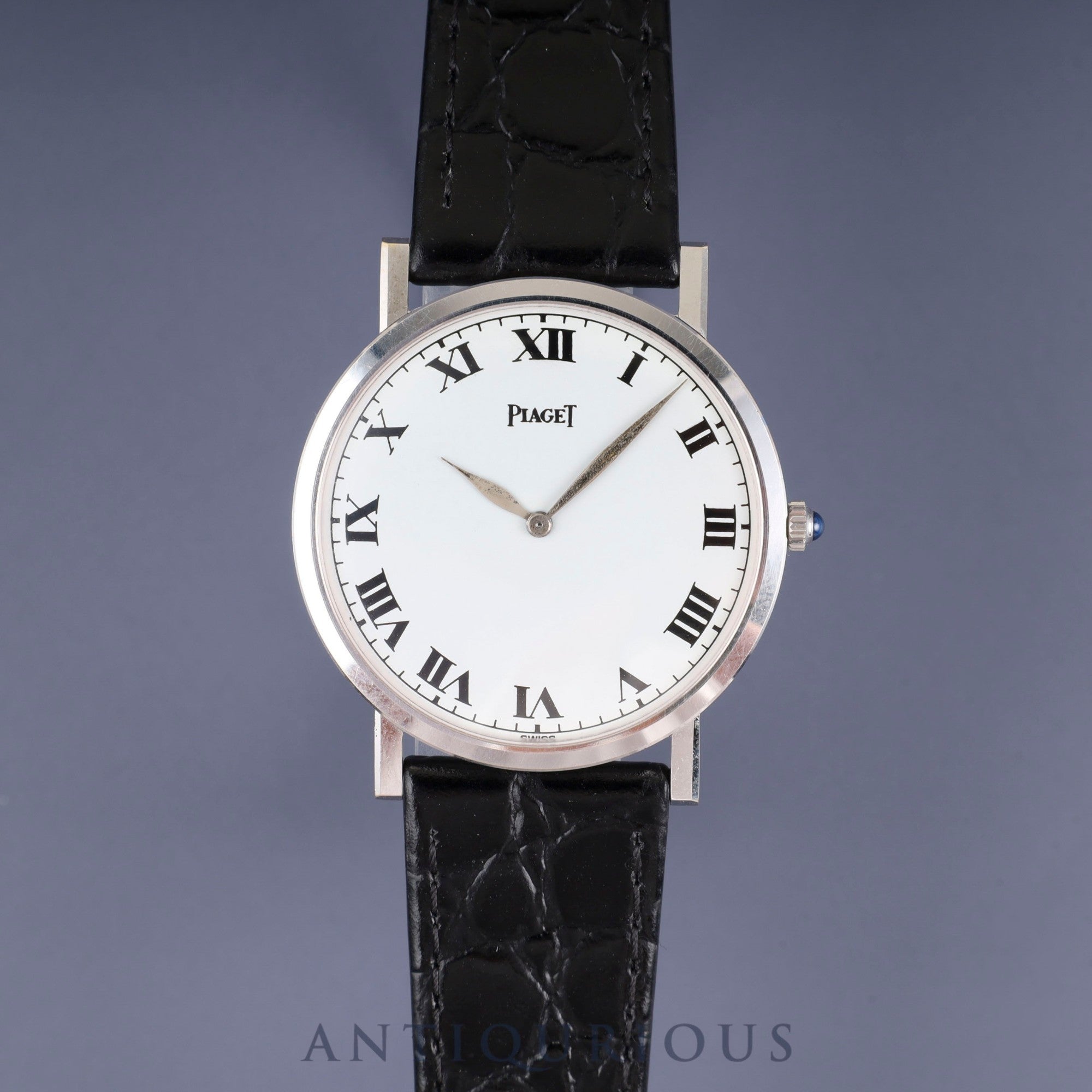 Piaget Round 903 Manual Winding Cal.9P1 750 Leather Genuine Buckle (750) White Roman Dial Genuine Strap Overhauled