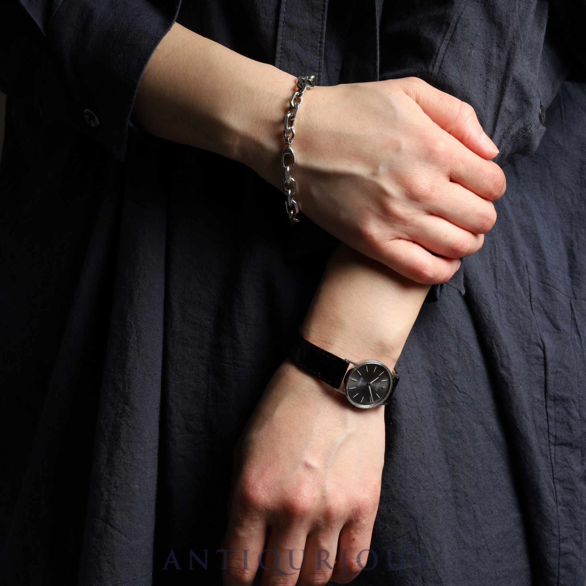 ロレックス チェリーニ 3810 手巻き Cal.1600 750WG 革 社外尾錠(SS)グレー文字盤 24mm 3番台(1971年)オーバーホール済み