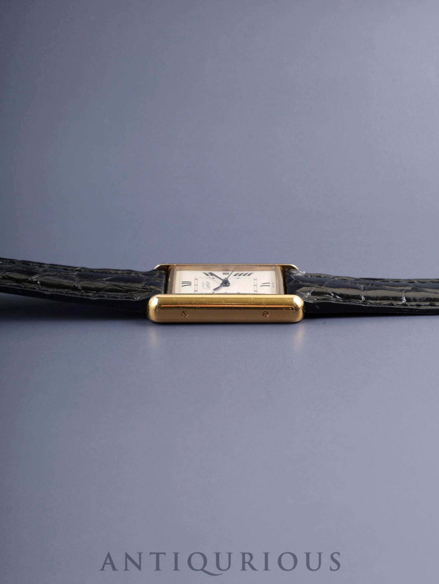 Cartier Must Tank GM (XL) W1013754 / 2413 Quartz Caliber 687 SV925 Leather Strap with Genuine D-Buckle (GP) Ivory Roman Dial Overhauled